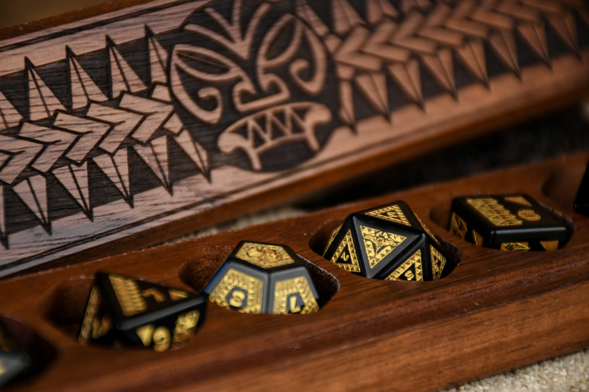 Polynesian Black Obsidian Stone Dice Set - Dice Around the World Collection