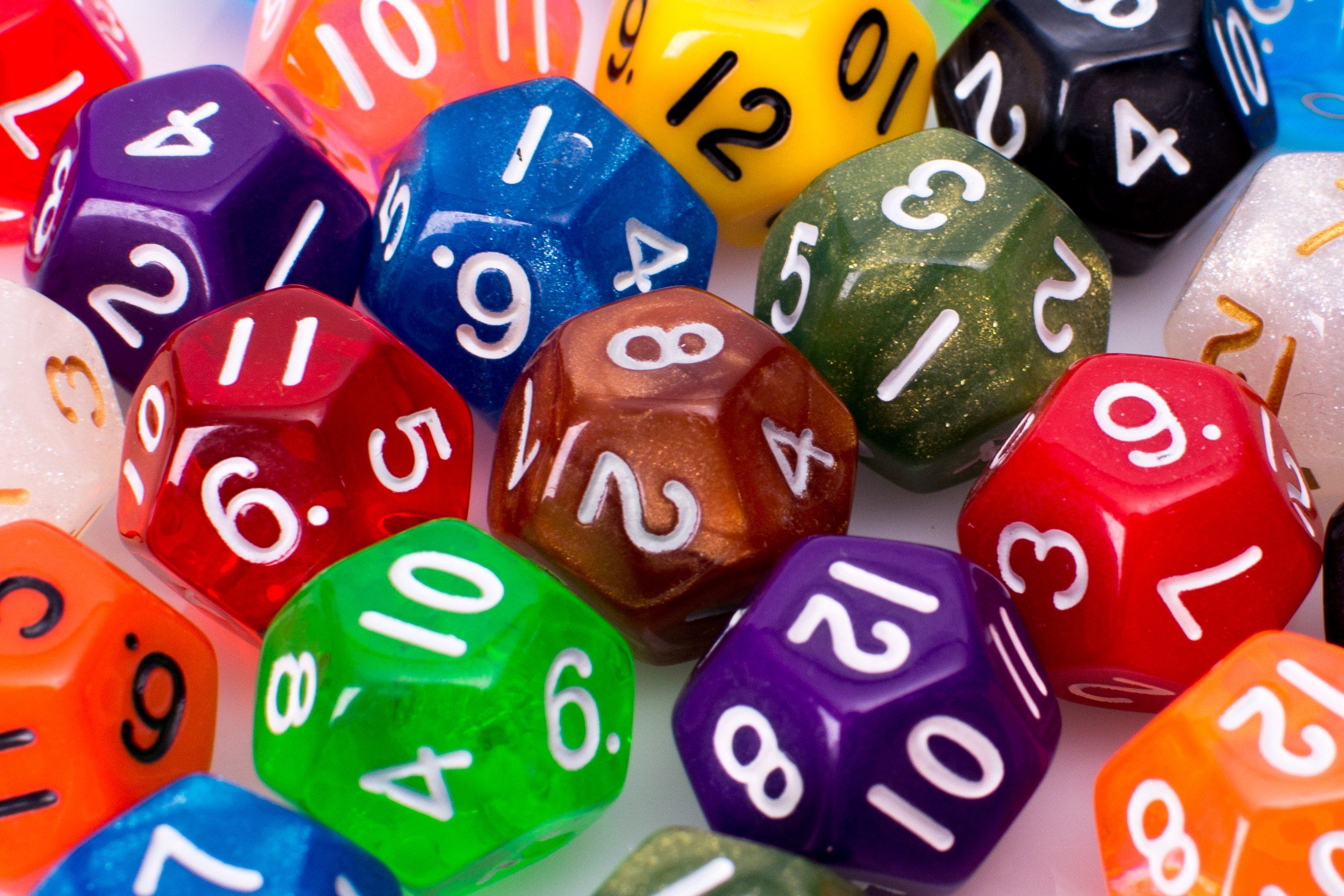 12 Sided Dice | 25 Count Assorted | Multi Colored D12s