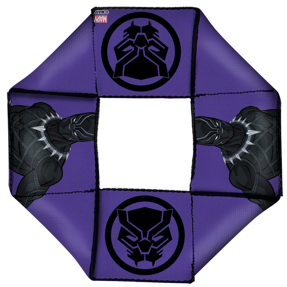 MARVEL AVENGERS 

Dog Toy Squeaky Octagon Flyer - Black Panther Standing Pose/Black Panther Icon Purple/Black