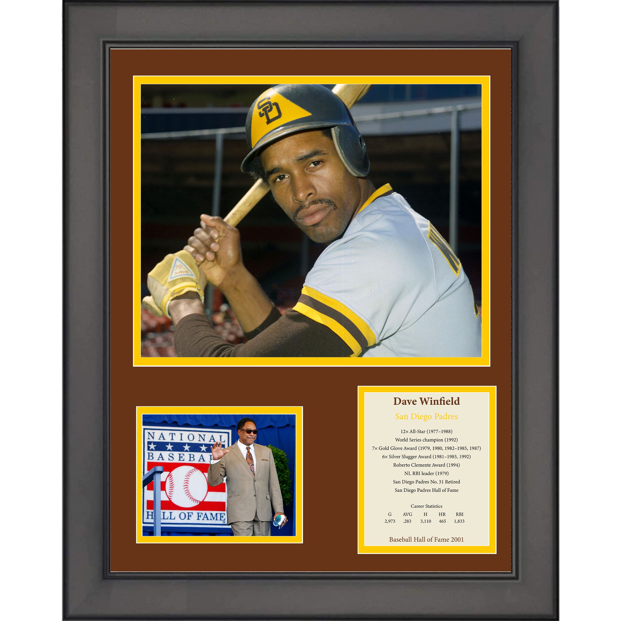 Framed Dave Winfield Hall of Fame San Diego Padres Baseball 11"x14" Three Photo Collage