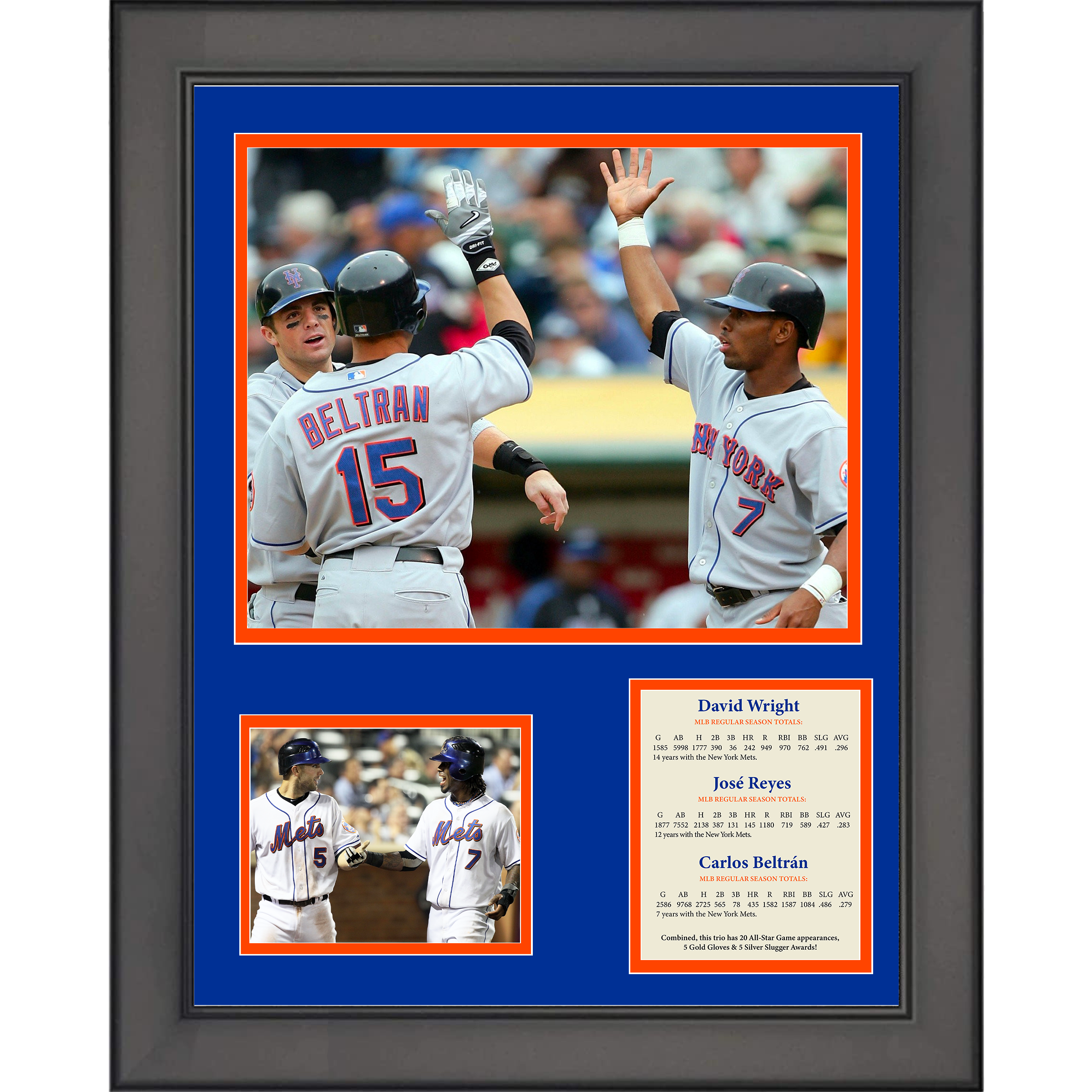 Framed David Wright, Jose Reyes & Carlos Beltran New York Mets Big 3 Baseball 11"x14" Three Photo Collage