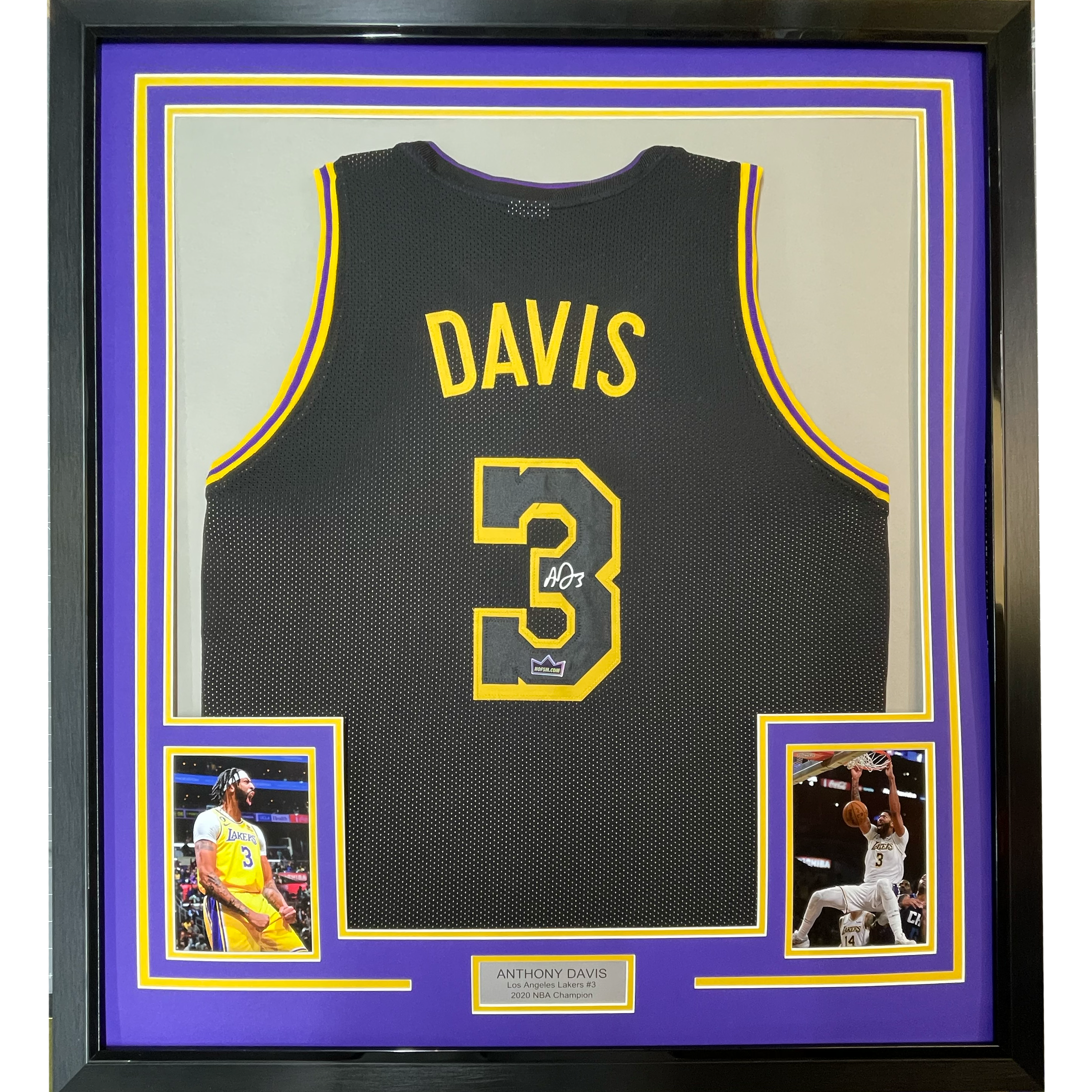 Framed Facsimile Autographed Anthony Davis 35x39 Los Angeles LA Black Mamba Reprint Laser Auto Basketball Jersey