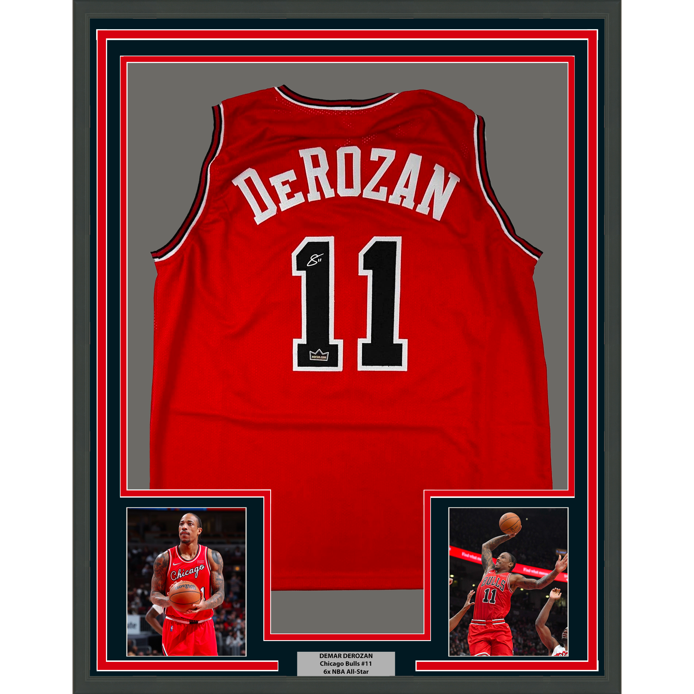 Framed Facsimile Autographed DeMar DeRozan 35x39 Chicago Red Reprint Laser Auto Basketball Jersey