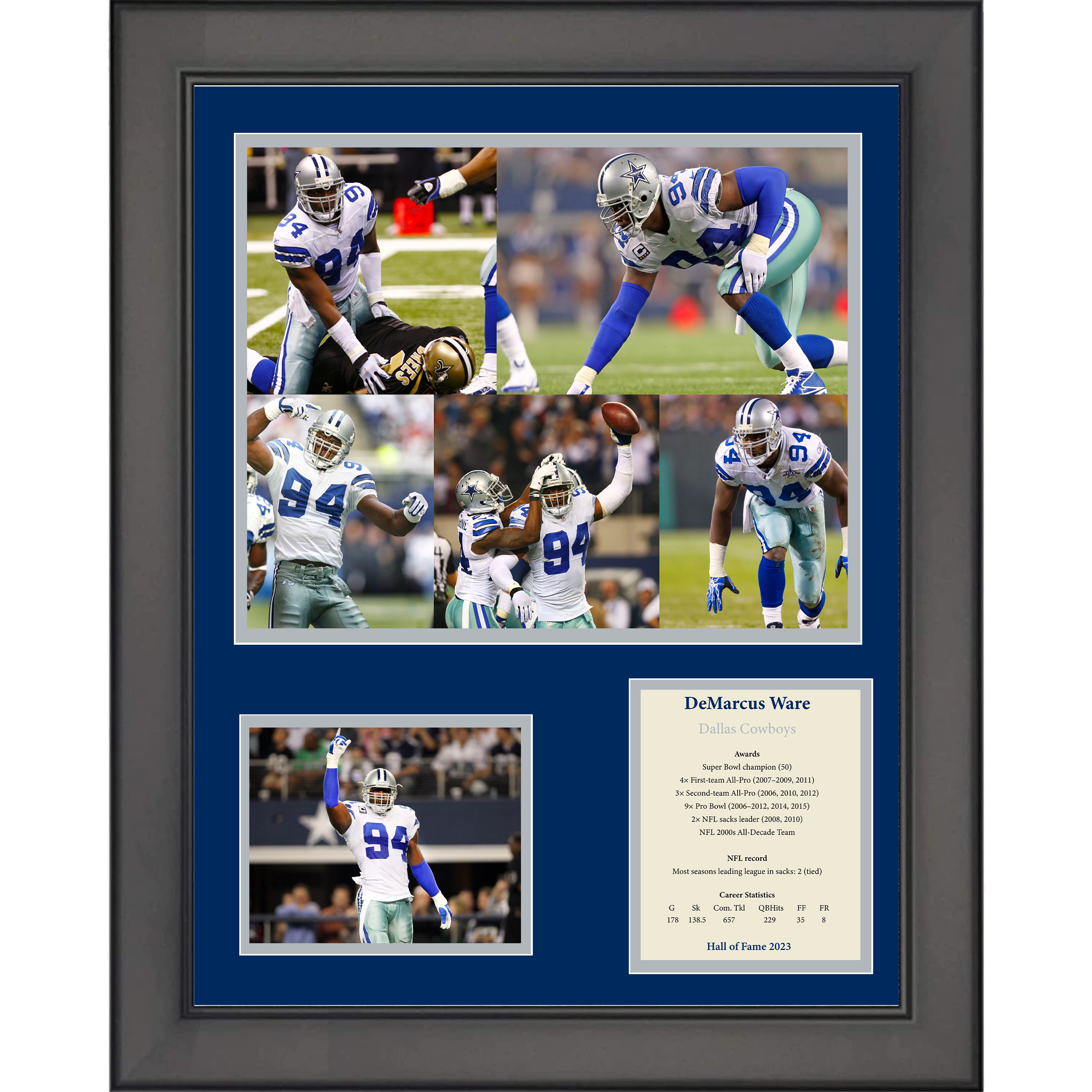 Framed DeMarcus Ware Hall of Fame Dallas Cowboys 11"x14" Football Three Photo Collage