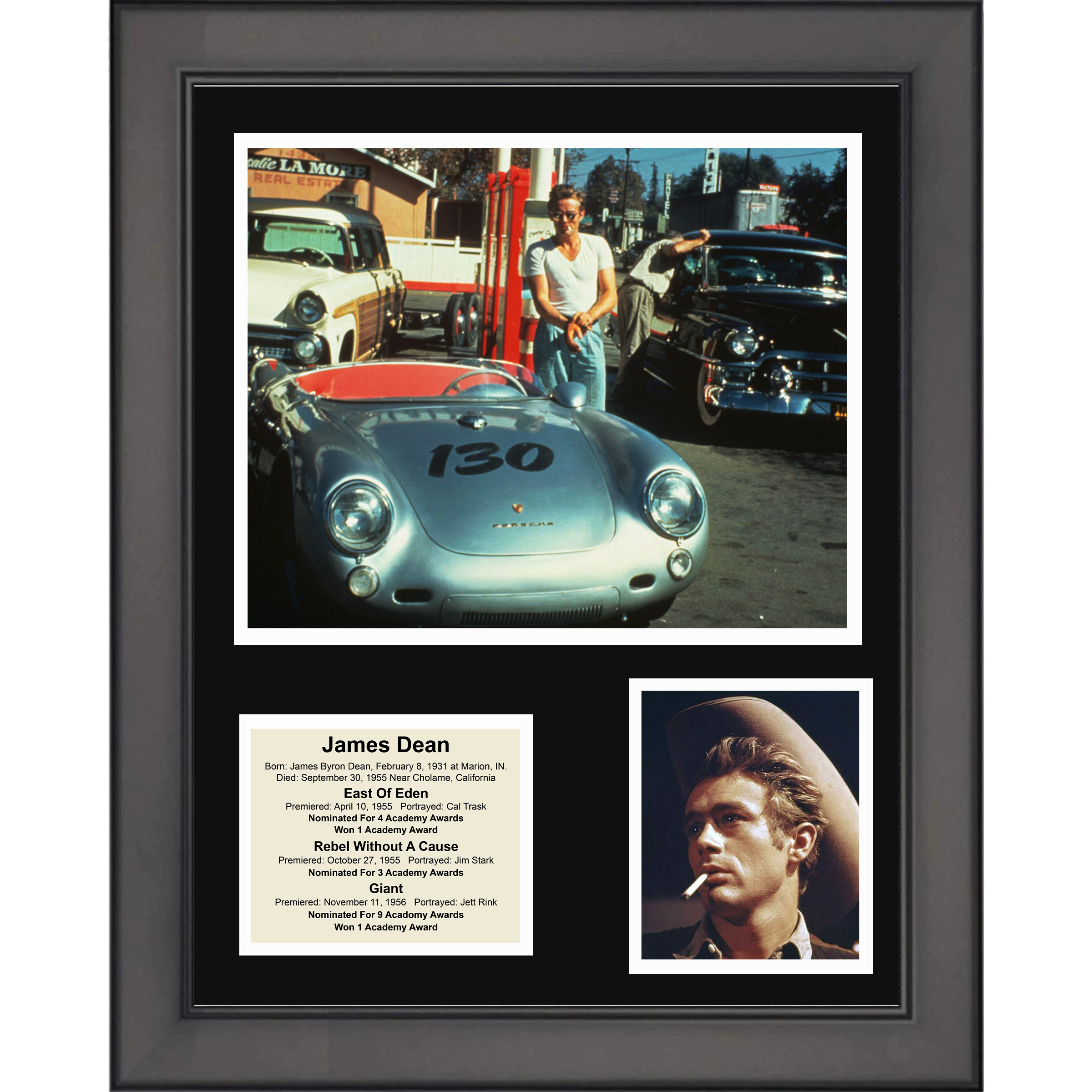 Framed James Dean Porsche 11"x14" Movie Three Photo Collage
