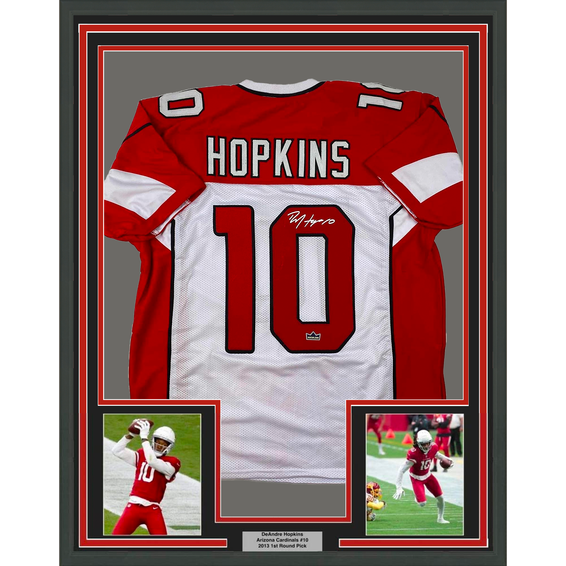 Framed Facsimile Autographed DeAndre Hopkins 35x39 Arizona White Reprint Laser Auto Football Jersey