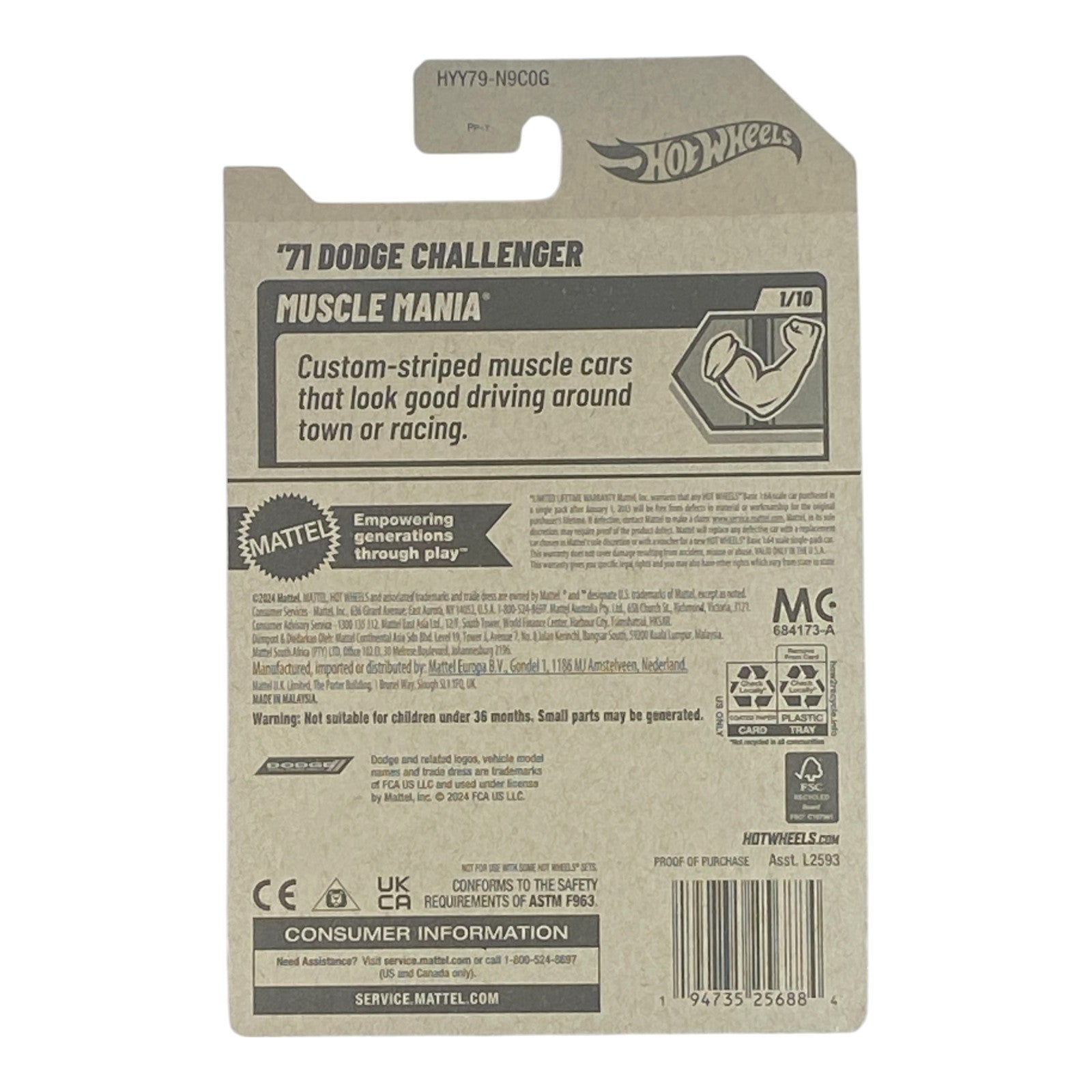 Hot Wheels '71 Dodge Challenger - Muscle Mania Series 1/10