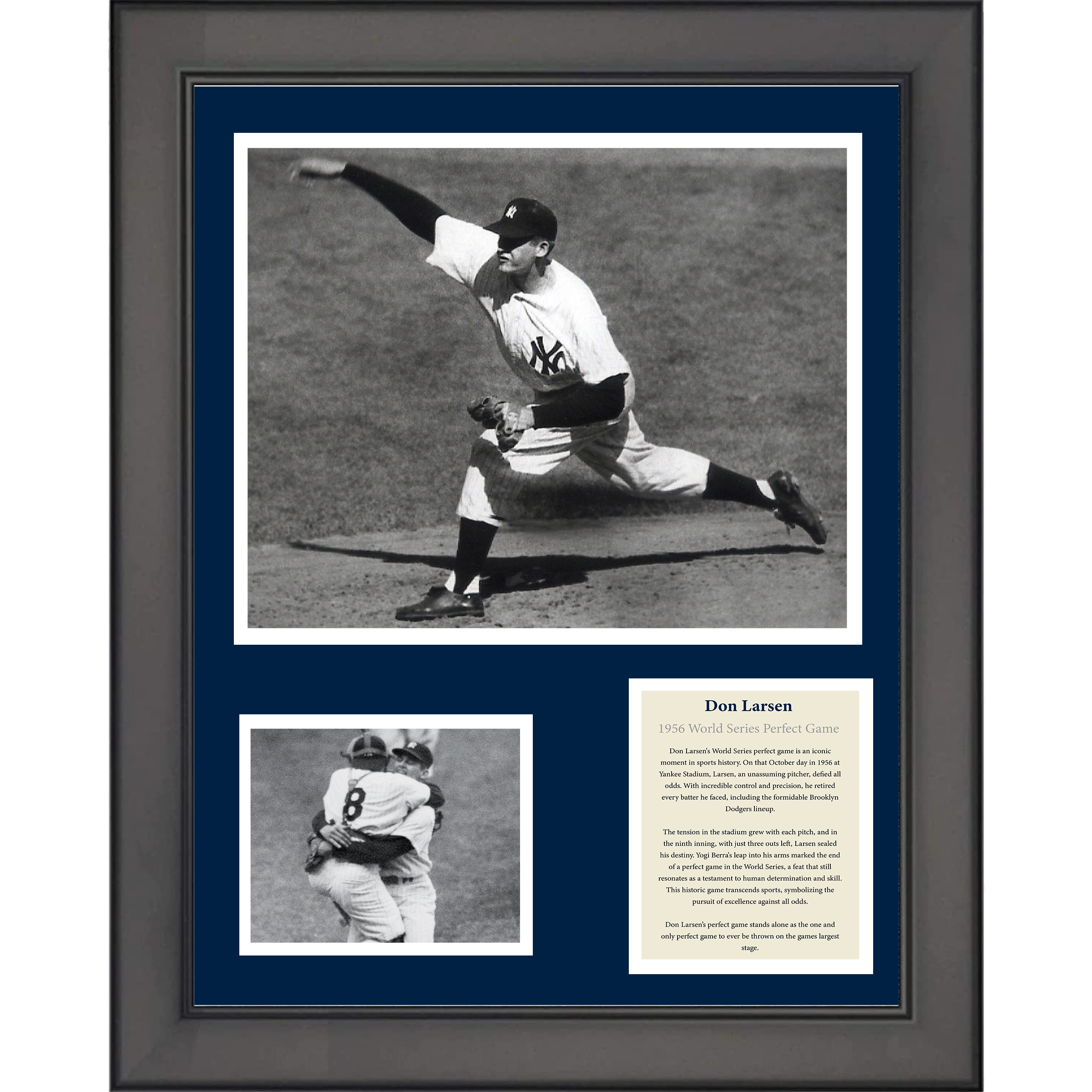 Framed Don Larsen 1956 World Series Perfect Game New York Yankees Baseball 11"x14" Three Photo Collage