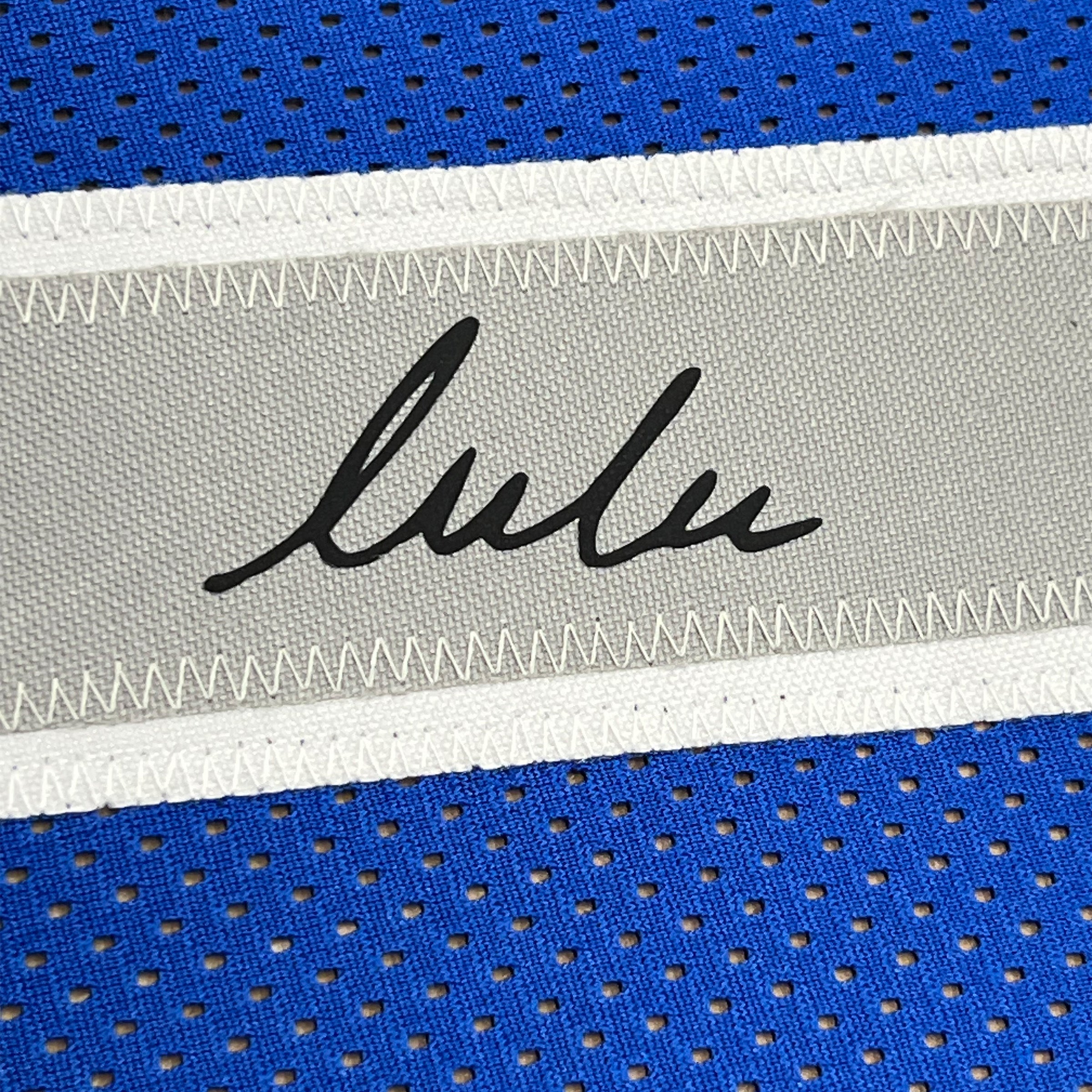 Framed Facsimile Autographed Luka Doncic 35x39 Dallas Blue Reprint Laser Auto Basketball Jersey