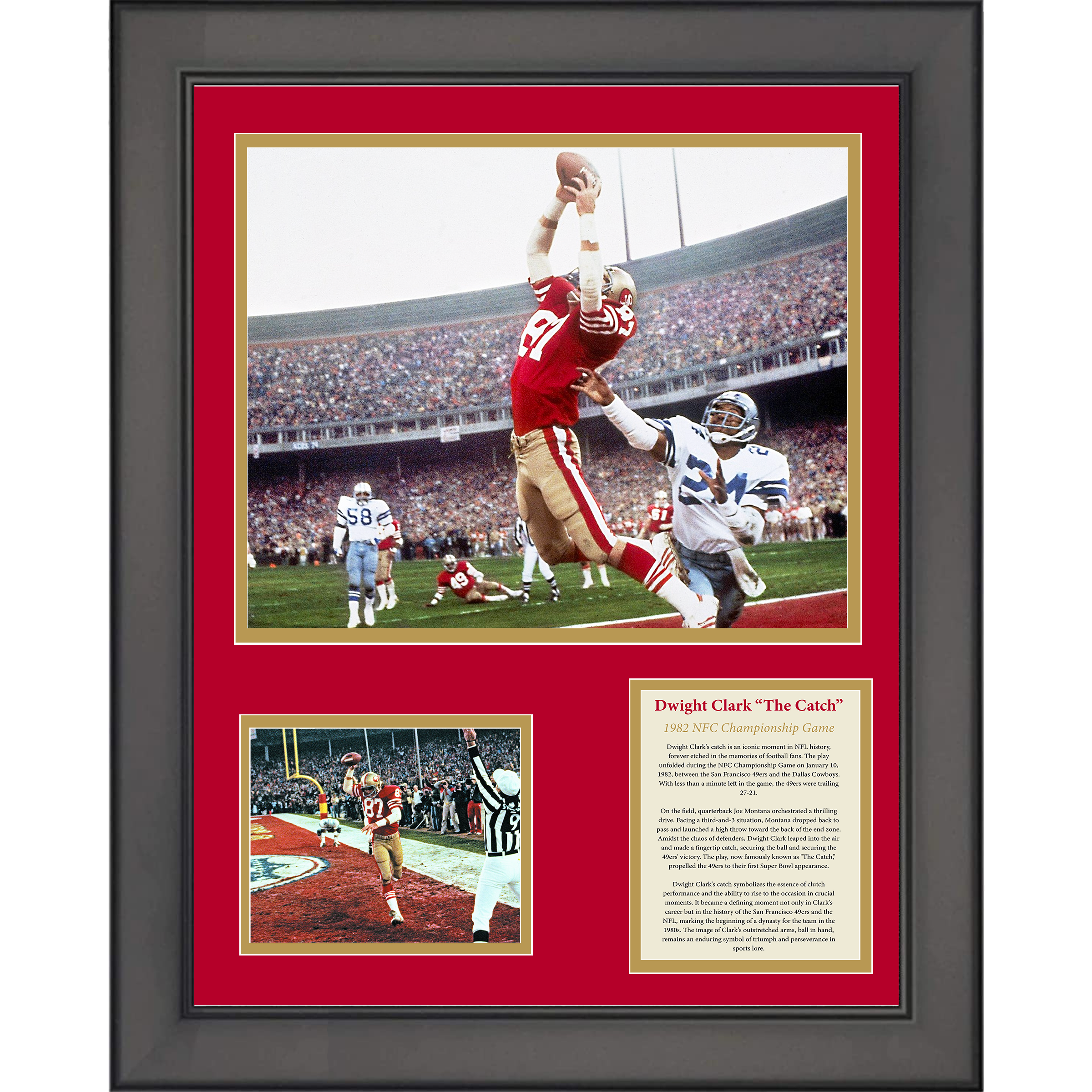 Framed Dwight Clark  The Catch  1982 NFC Championship San Francisco 49ers 11"x14" Three Photo Collage