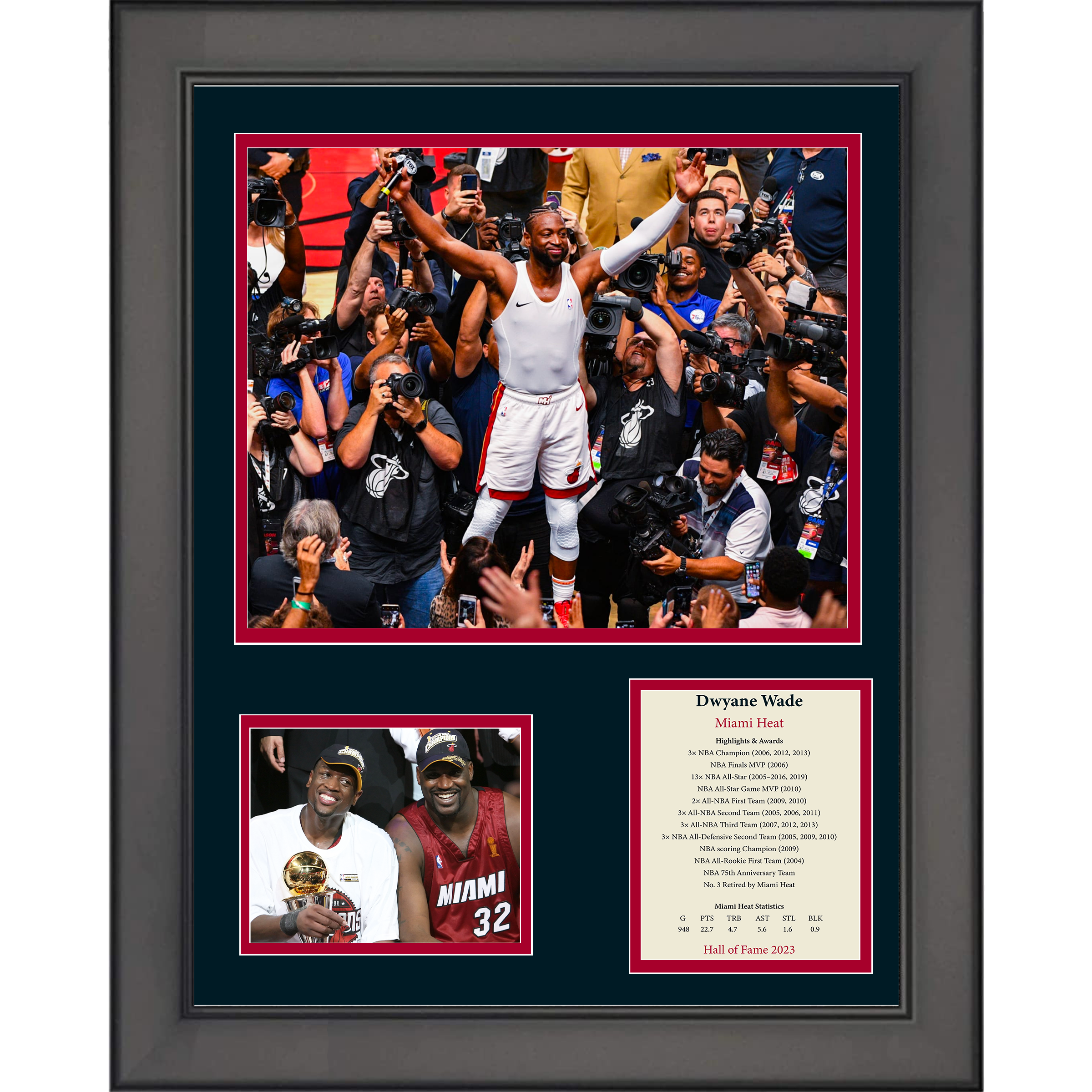 Framed Dwyane Wade Hall of Fame Miami Heat 11"x14" Basketball Three Photo Collage