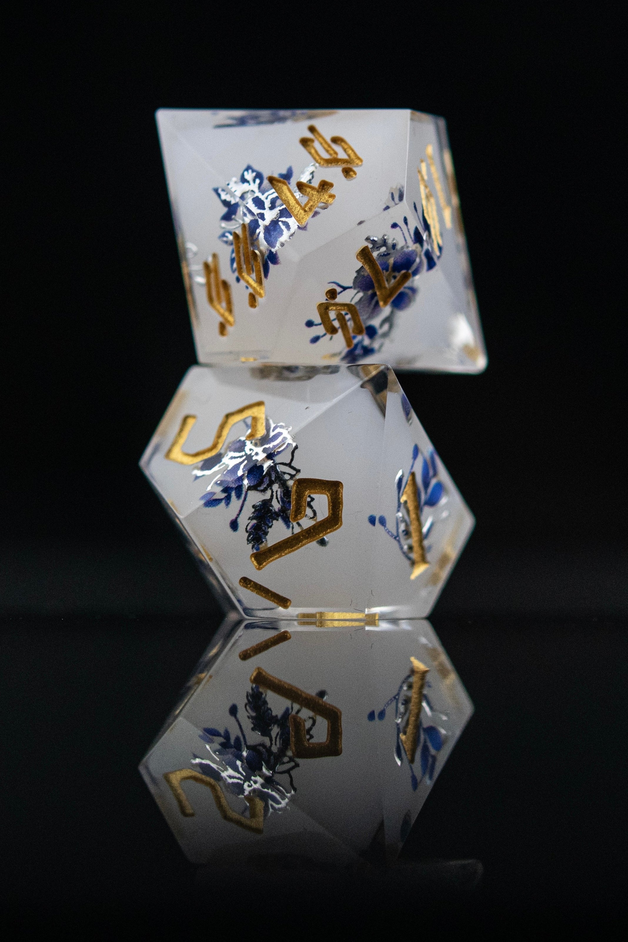 Earl Grey Lavender Sharp-Edged Resin Dice Set