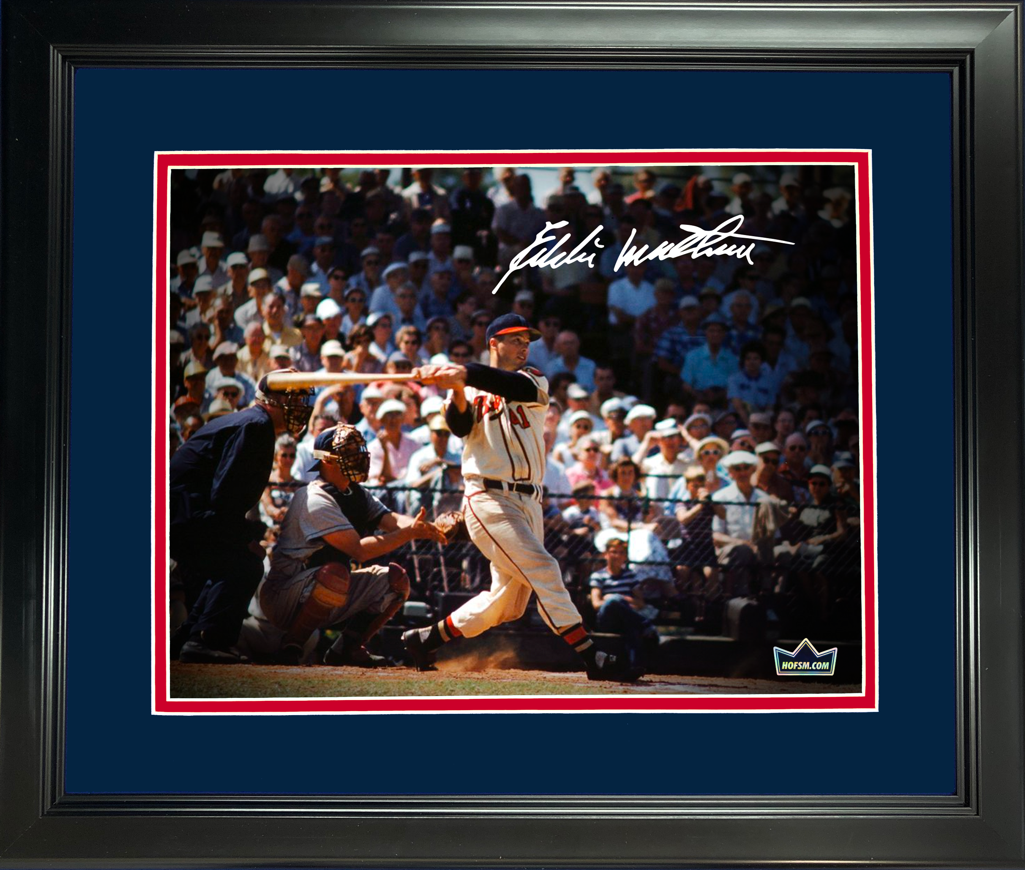 Framed Eddie Mathews Facsimile Laser Engraved Signature Auto Atlanta Braves 11"x14" Baseball Photo HOFSM Holo