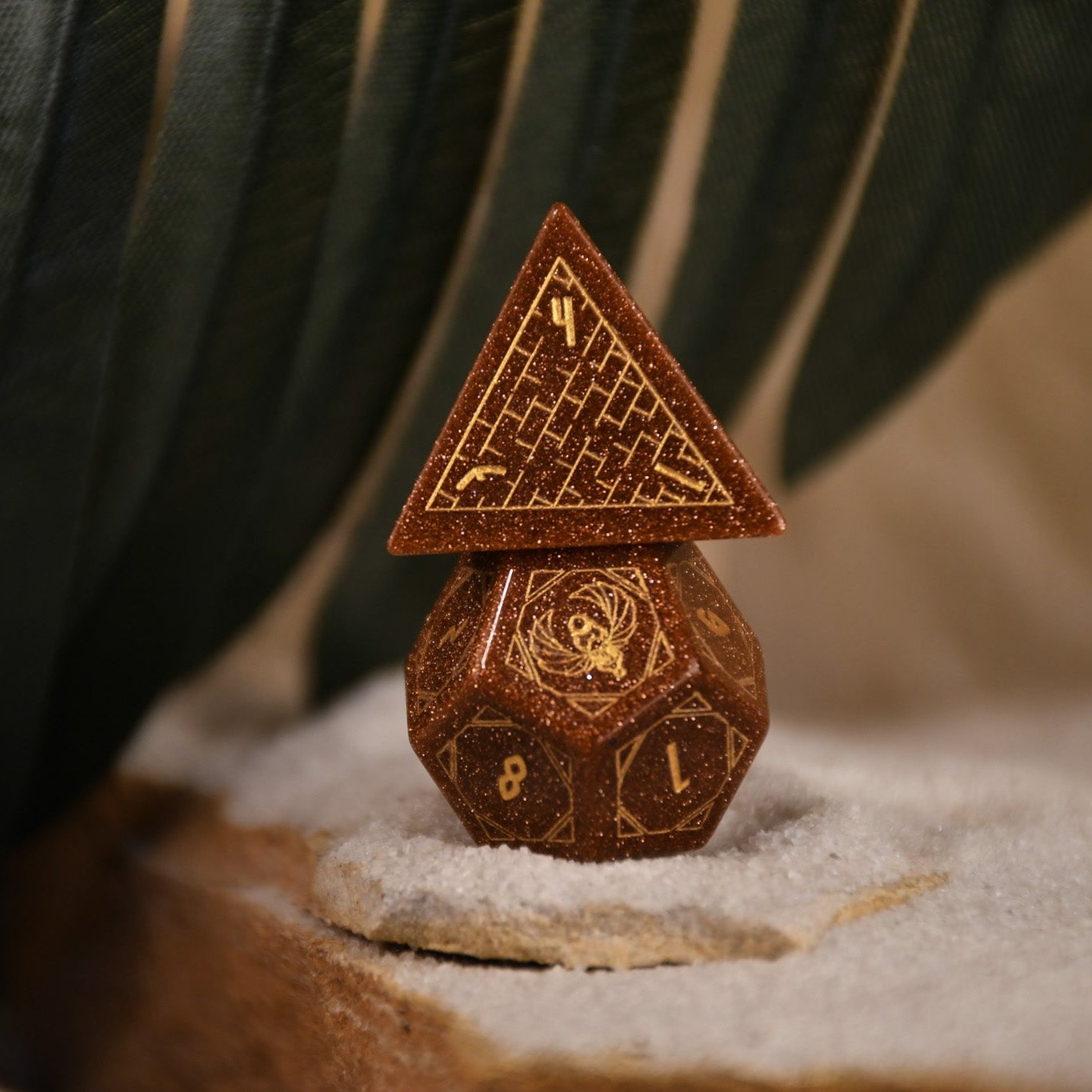 Egyptian Gold Sandstone Stone Dice Set - Dice Around the World Collection