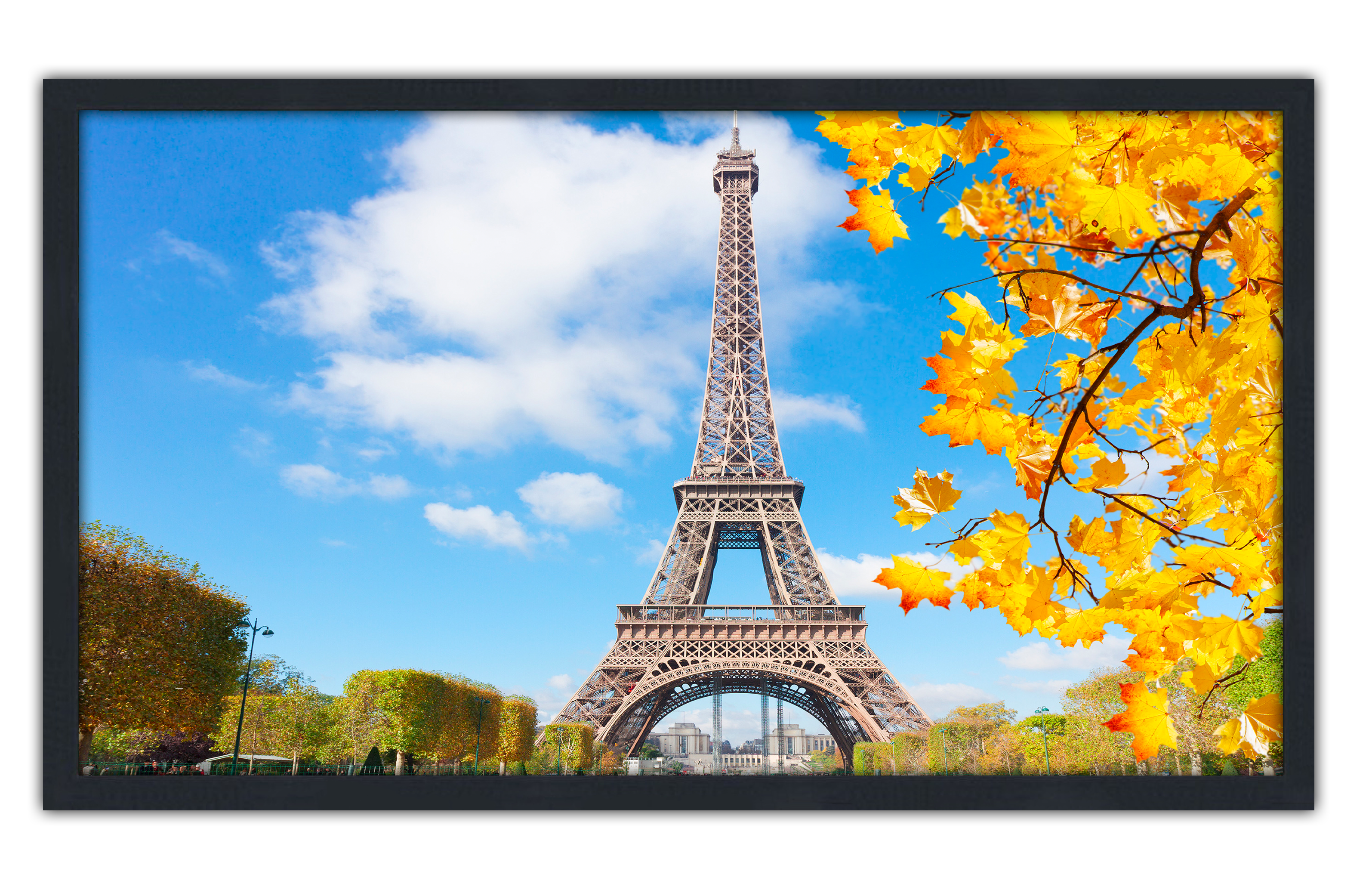 Professionally Framed Eiffel Tower Paris High-Resolution Panoramic Photo 12x22 Wall Art