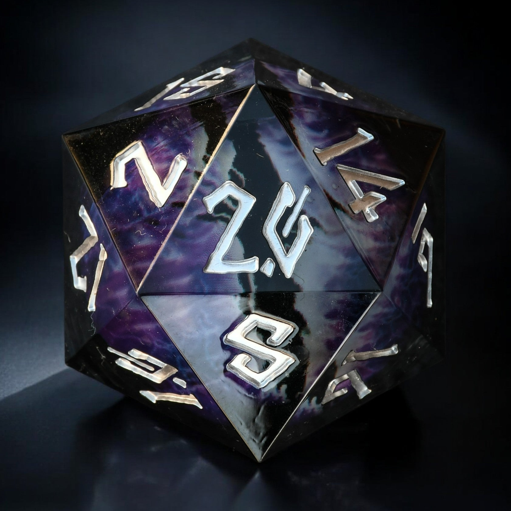 Enchanted Dragon (Black/Silver) Liquid Core 30mm D20