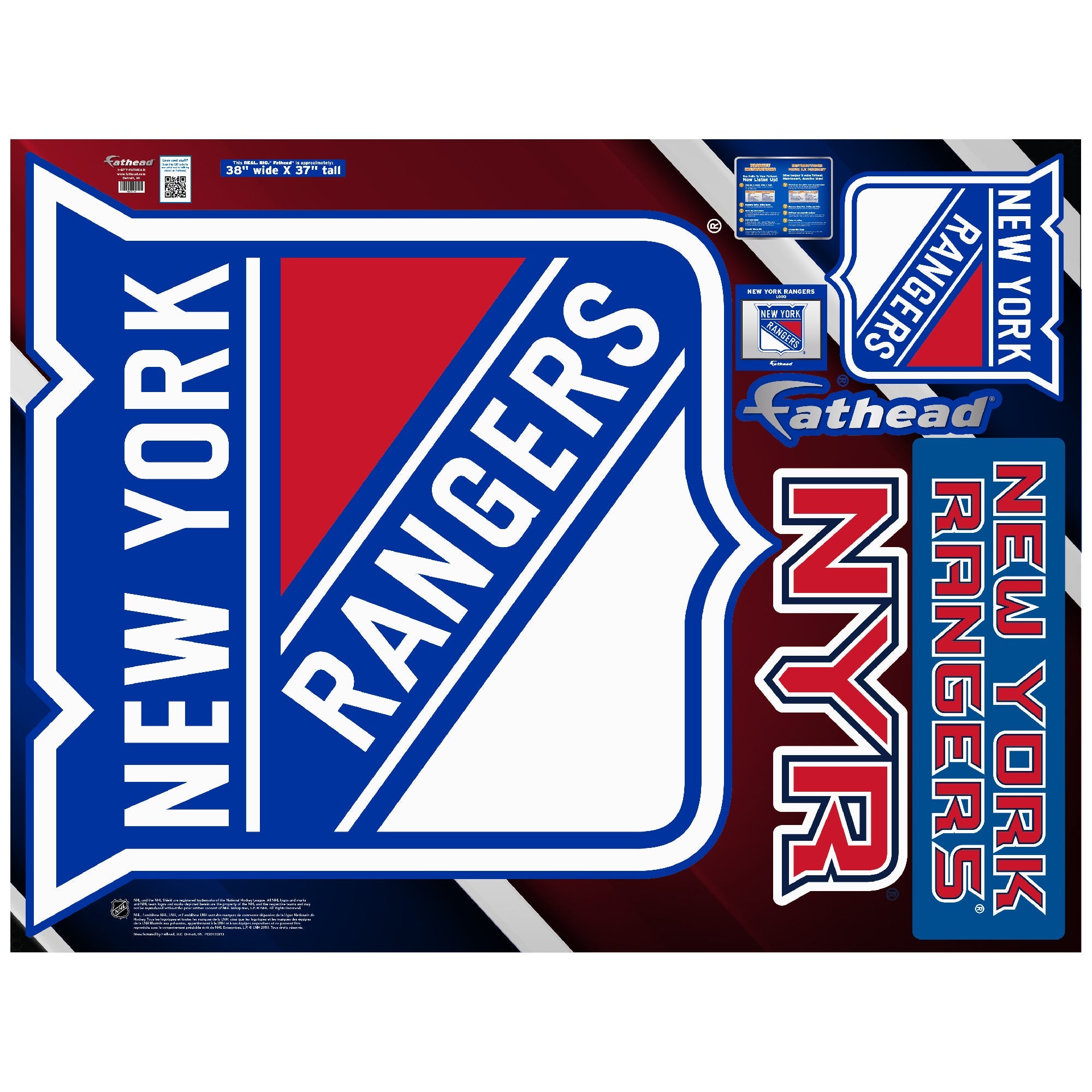 New York Rangers - RealBig Logo Collection - Official NHL - Reusable Vinyl Wall Decals