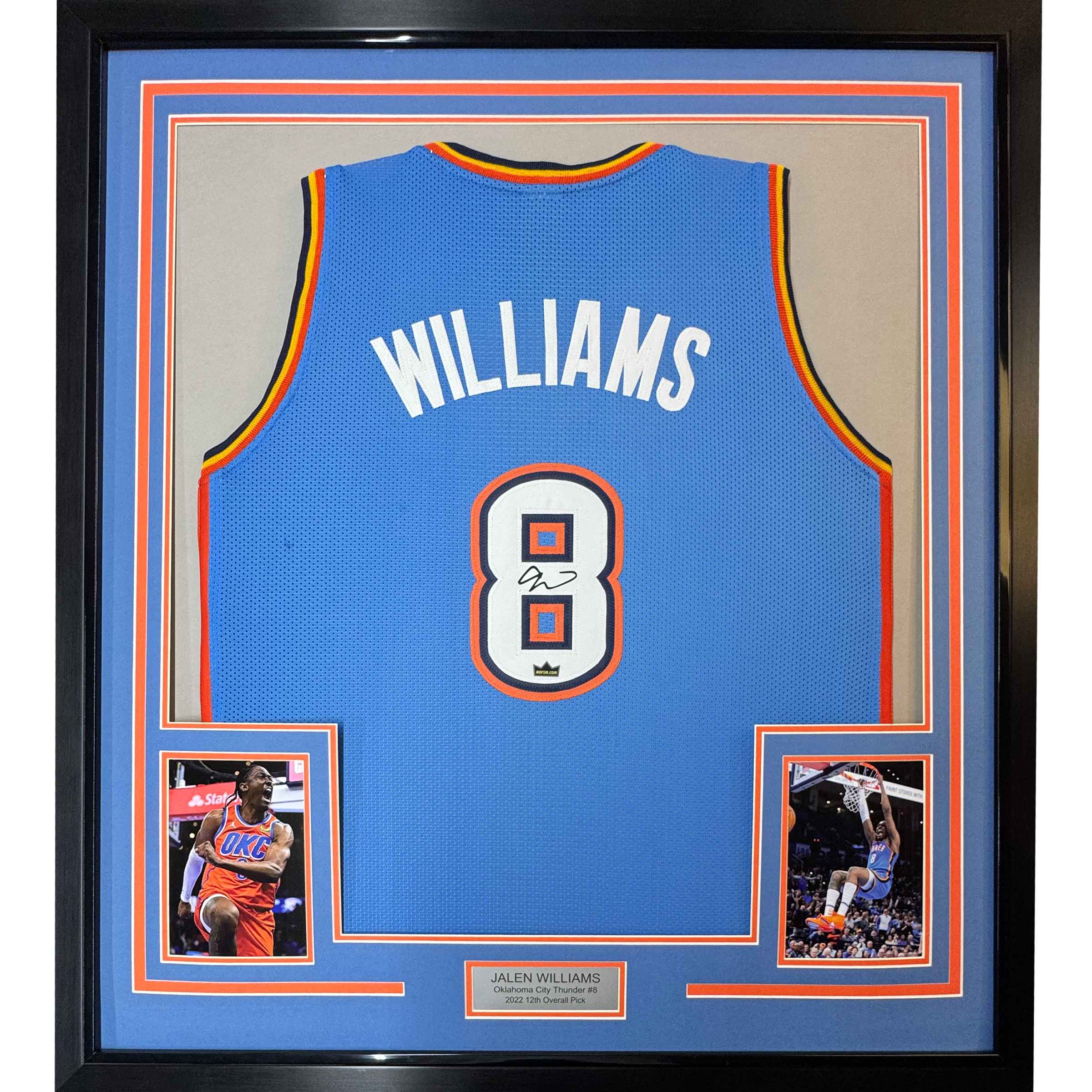 Framed Facsimile Autographed Jalen Williams 35x39 Oklahoma City Blue Reprint Laser Auto Basketball Jersey