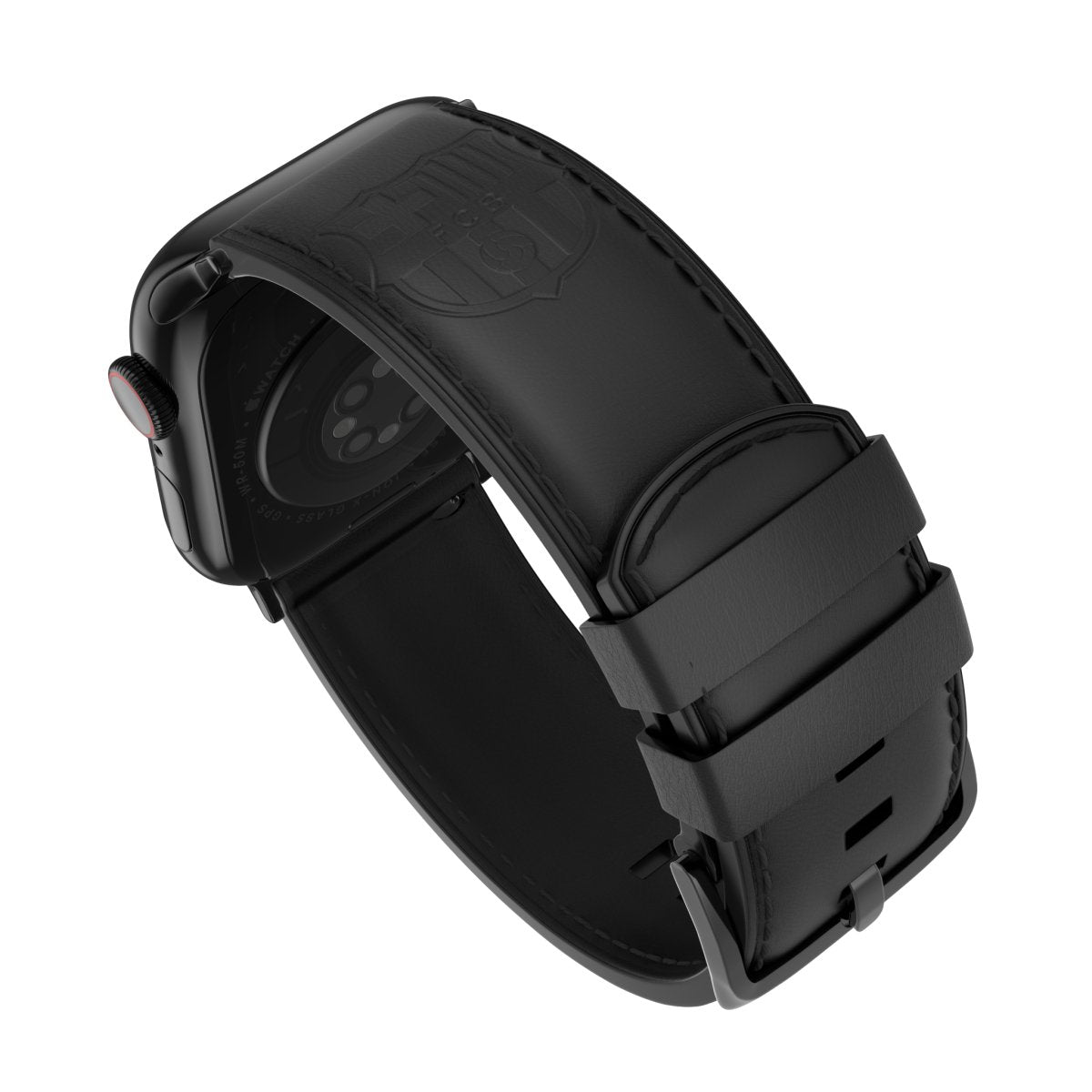 FCB - Black Leather Smartwatch Band