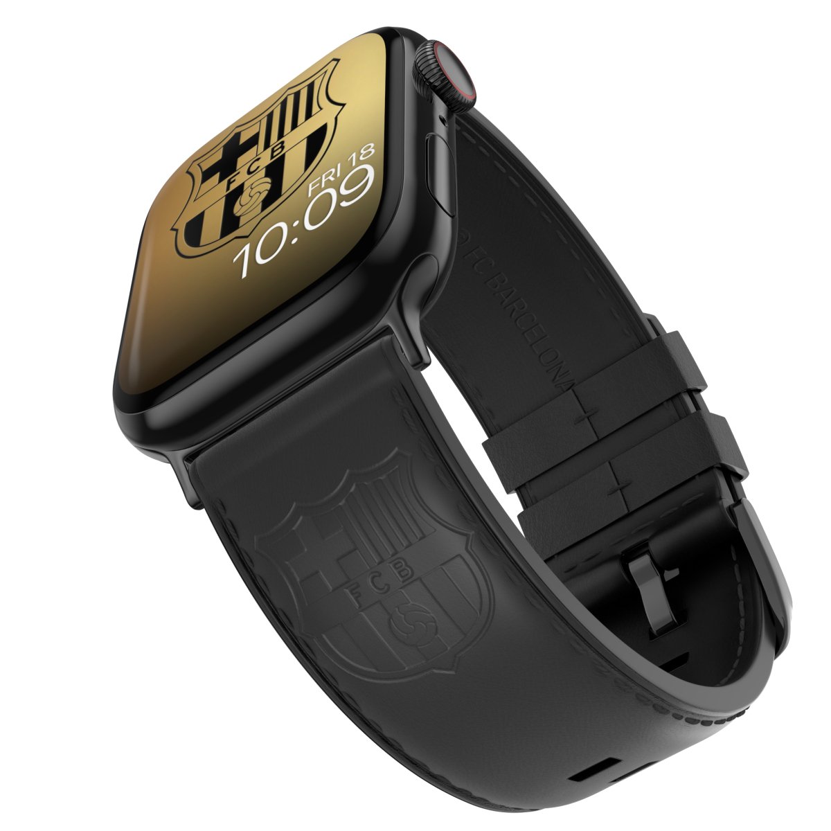 FCB - Black Leather Smartwatch Band