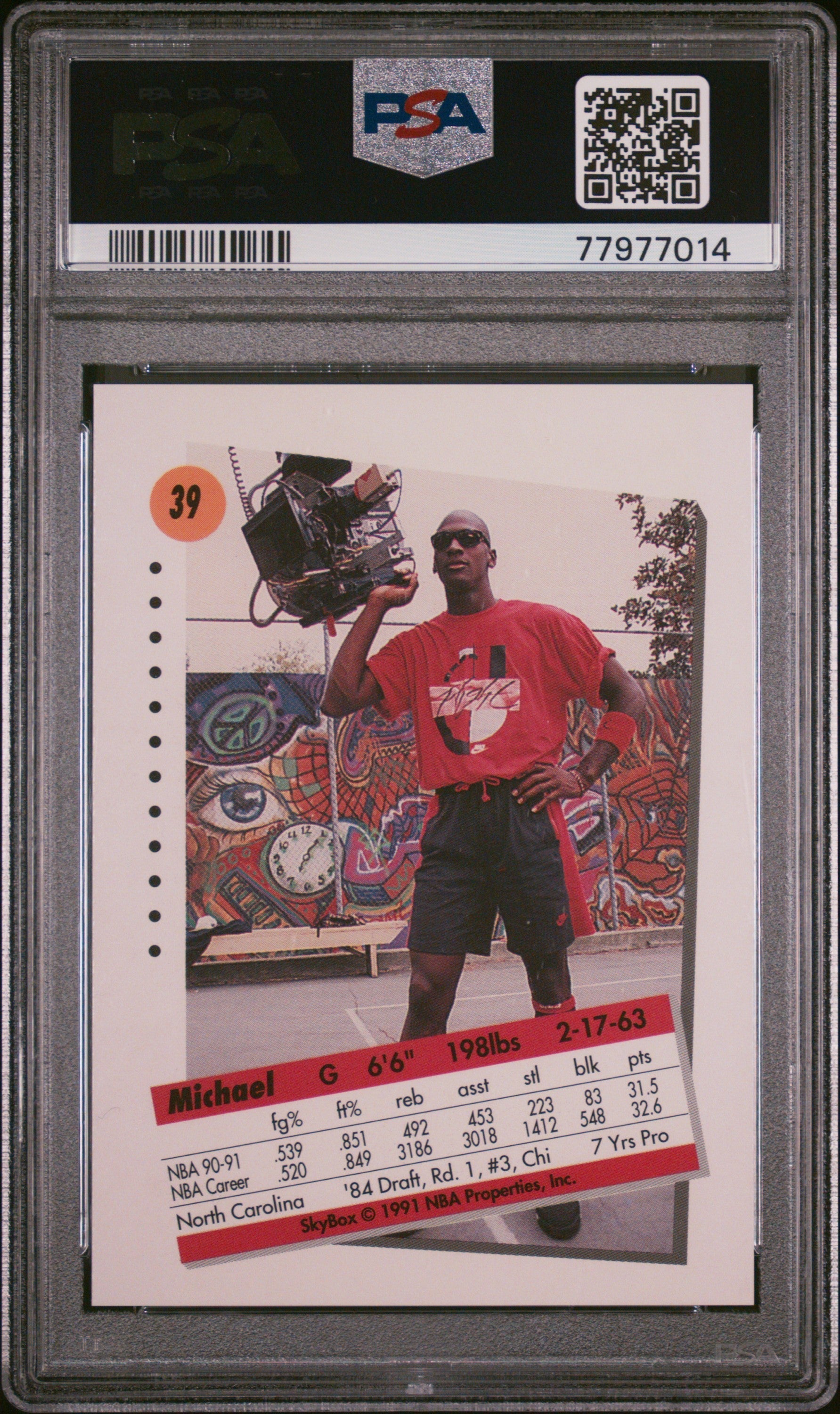 Graded 1991 Skybox Michael Jordan #39 Basketball Card PSA 9 Mint