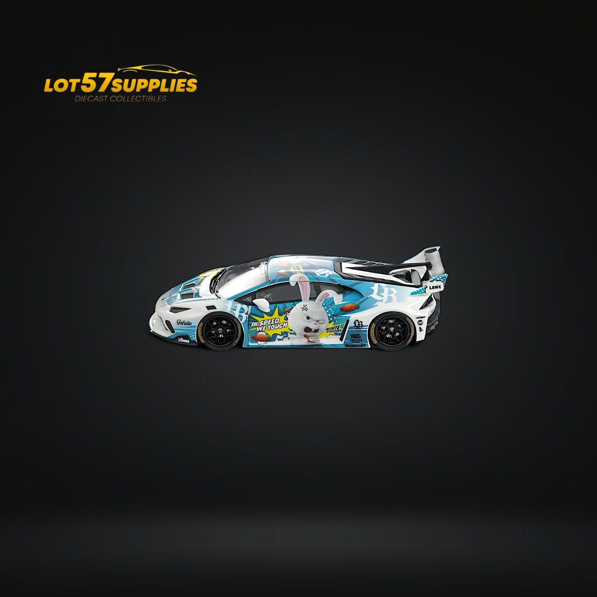Flame Lamborghini Huracan GT LP610 LB Blue White Rabbit Luminous 1:64