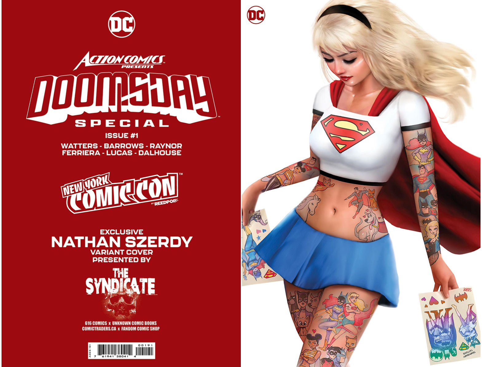 [SIGNED W/COA] [FOIL] ACTION COMICS PRESENTS DOOMSDAY SPECIAL #1 (ONE SHOT) NATHAN SZERDY (616) EXCLUSIVE TATTOO FOIL NYCC VIRGIN VAR [IN STOCK]