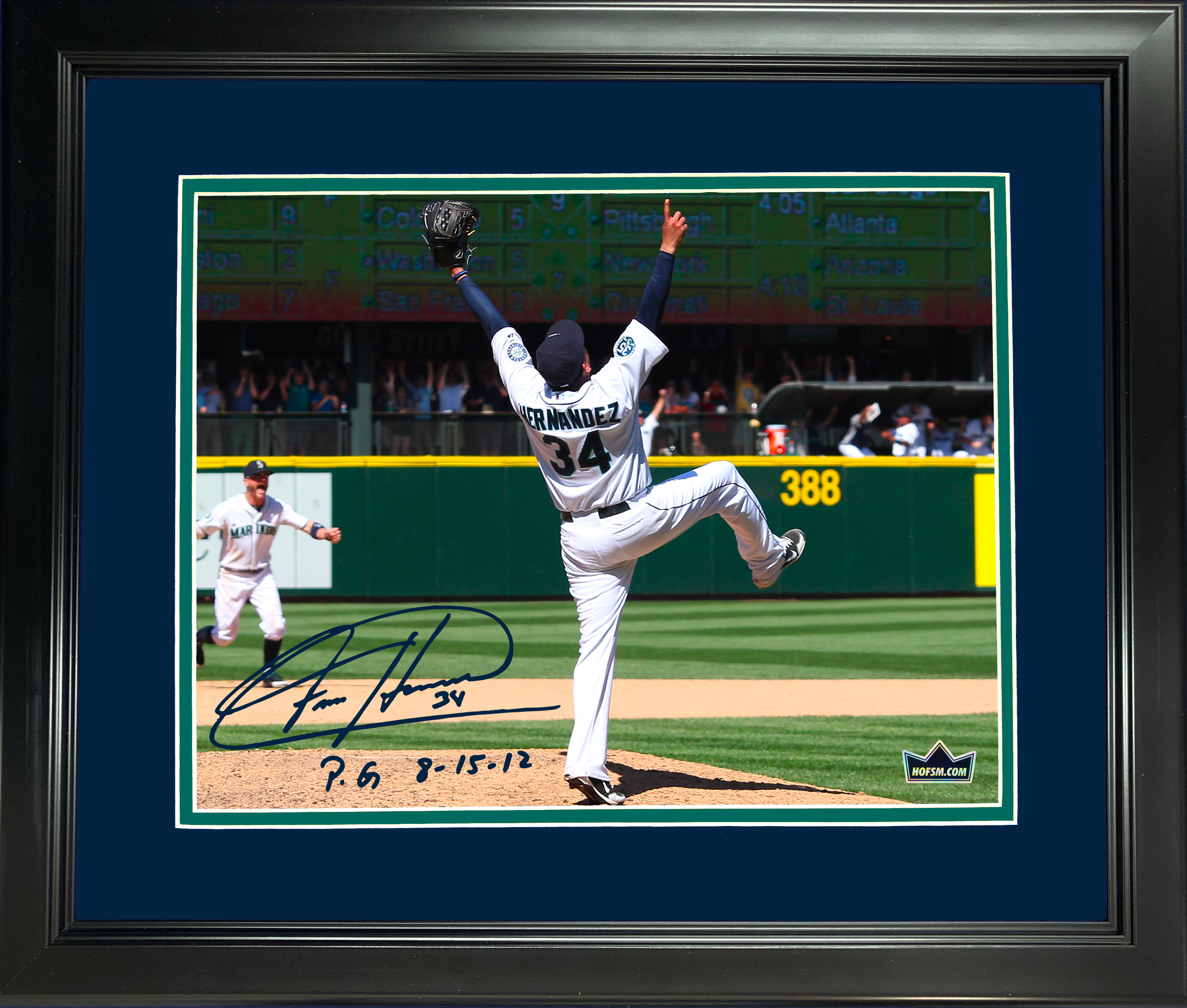 Framed Felix Hernandez Perfect Game  P.G 8-15-12  Seattle Mariners Facsimile Laser Engraved Signature Auto 11"x14" Baseball Photo HOFSM Holo