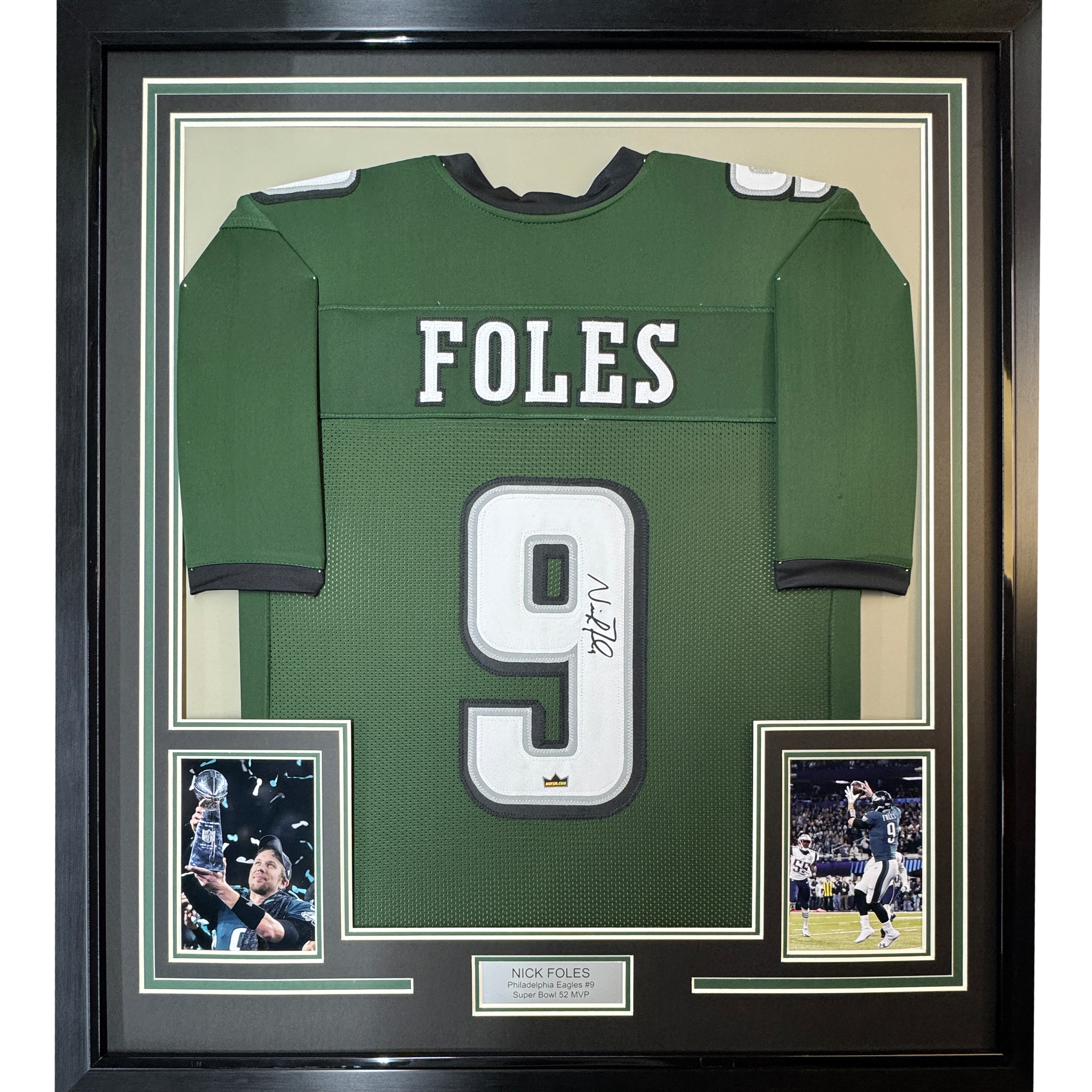 Framed Facsimile Autographed Nick Foles 35x39 Philadelphia Green Reprint Laser Auto Football Jersey