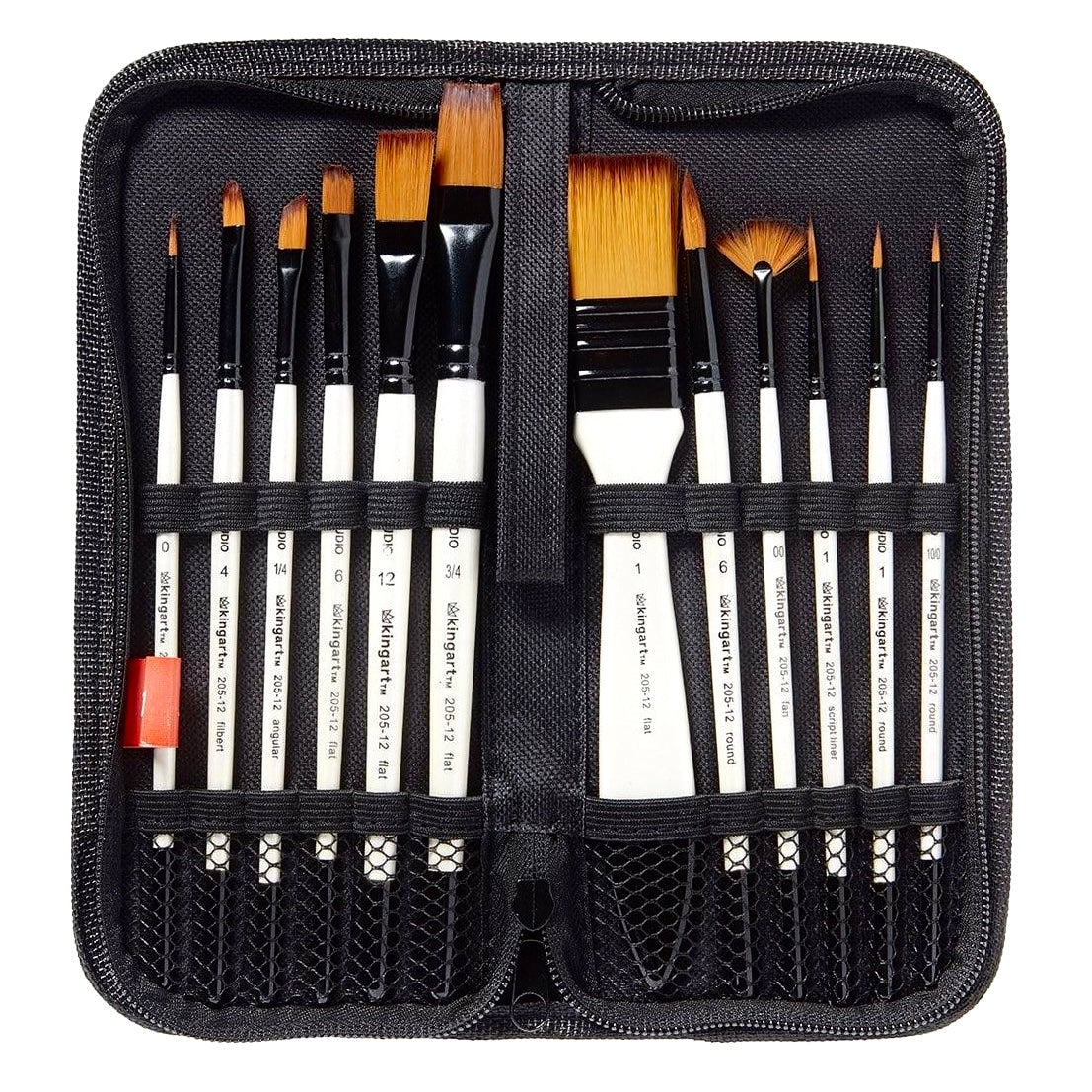 Studio Brush Set - Gold Nylon - Storage Case - 12 Piece