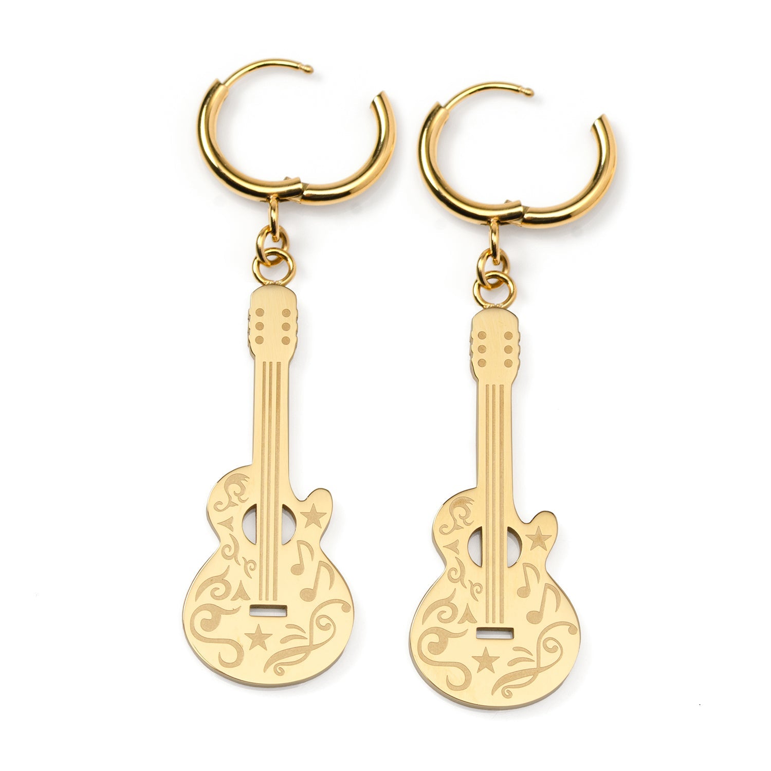 Grand Ole Opry 18K Gold Plated Stainless Steel Guitar Earrings