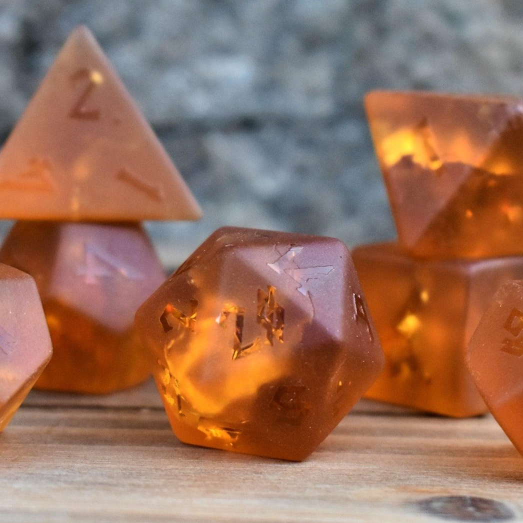 Gates of Helheim Raised Lava Glass Dice Set