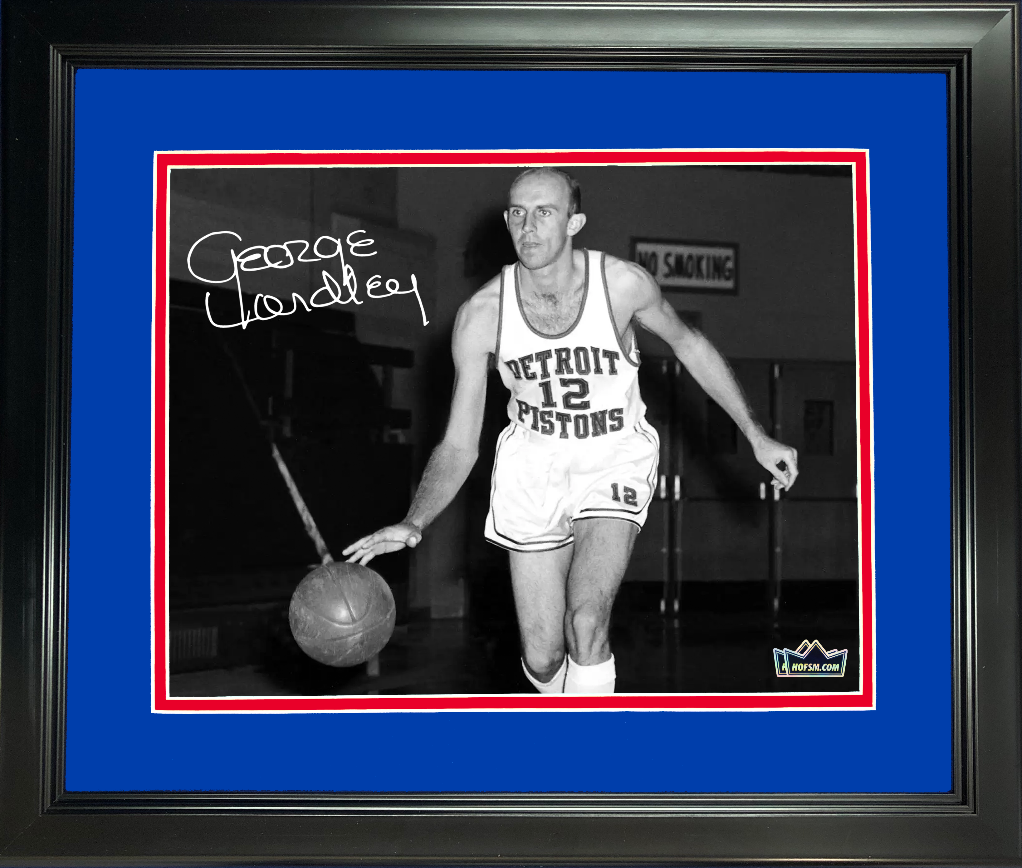 Framed George Yardley Facsimile Laser Engraved Signature Auto 11"x14" Basketball Photo HOFSM Holo