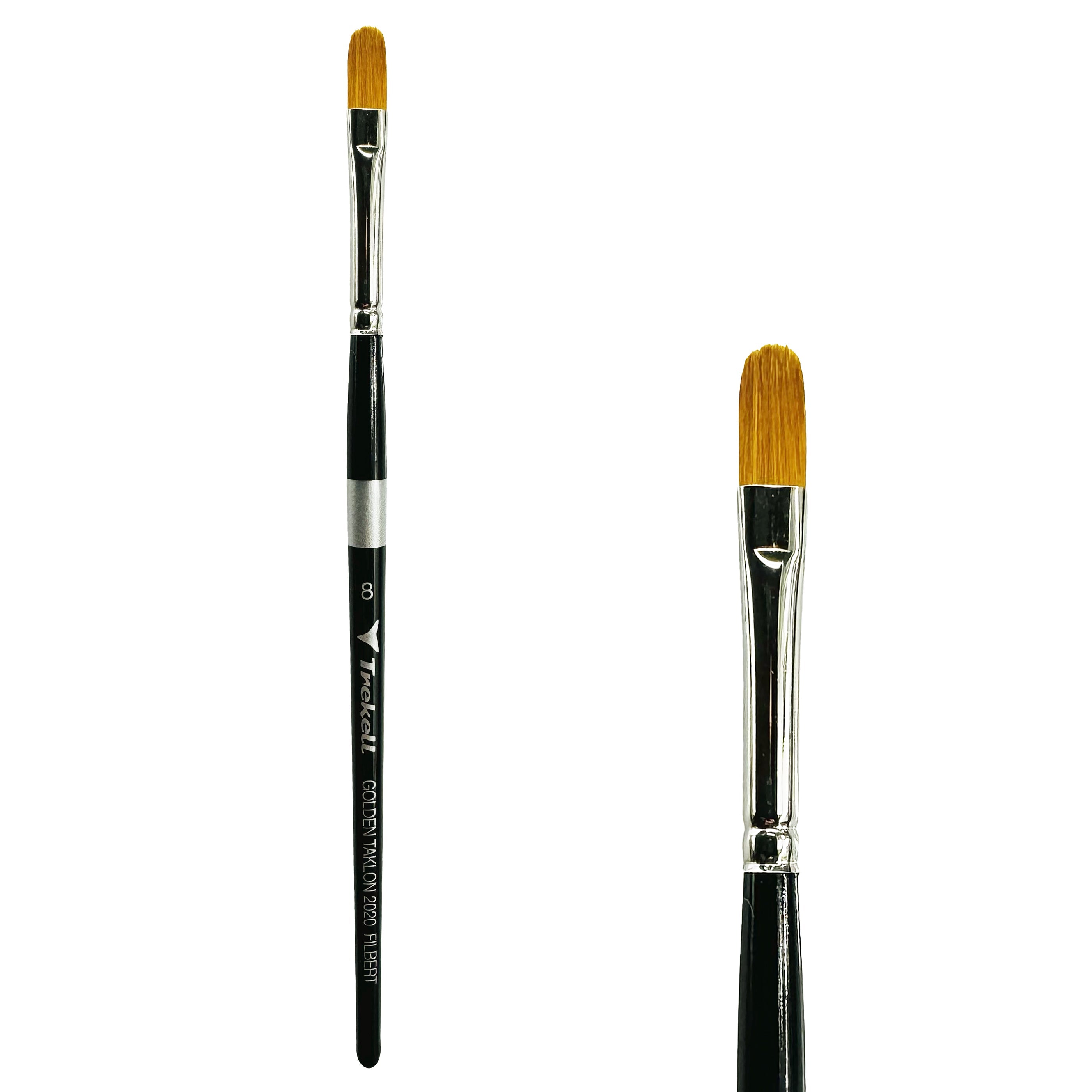 Trekell Golden Taklon Short Handle Artist Brush -  Size #8 Filbert