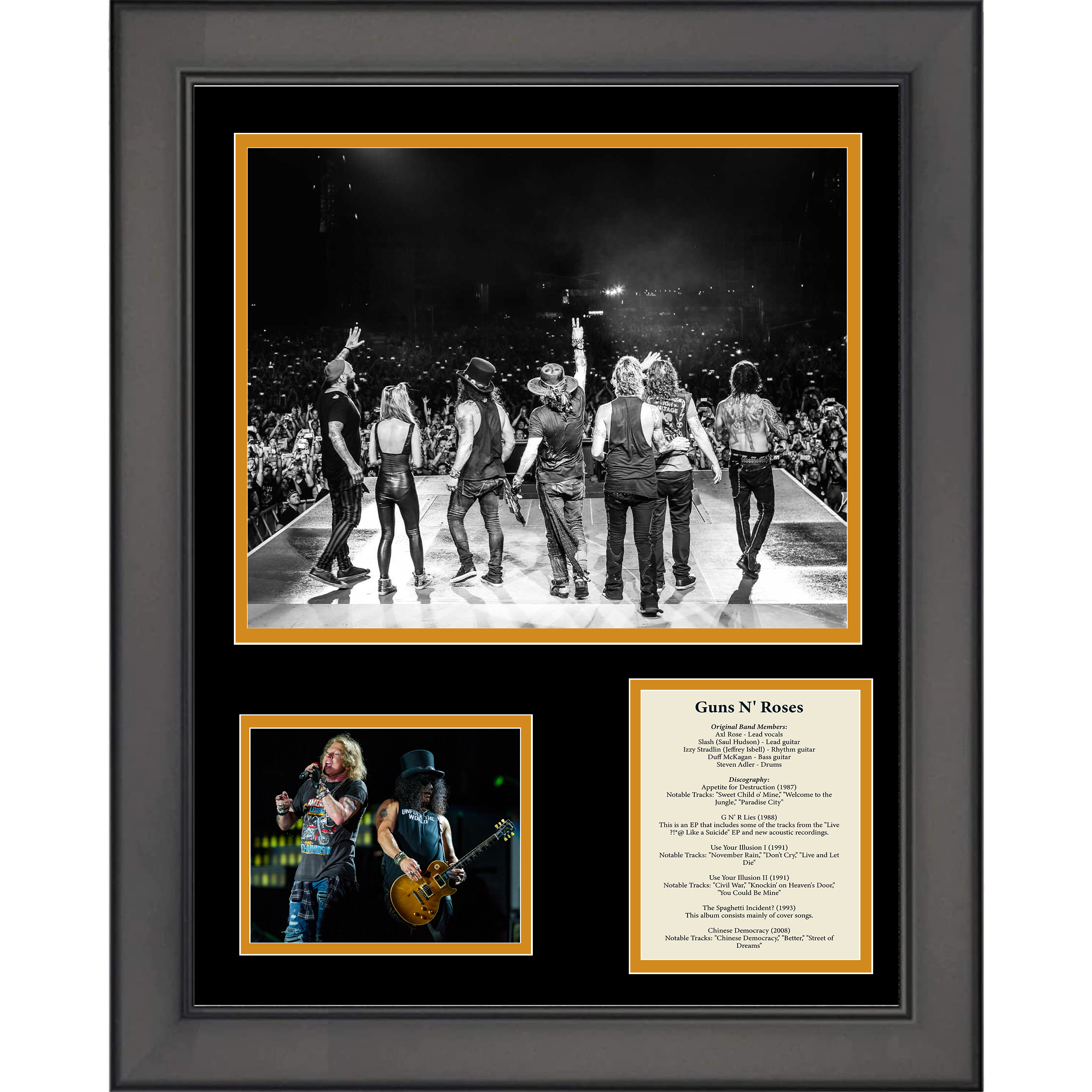 Framed Guns N' Roses Band Discography 11"x14" Music Three Photo Collage