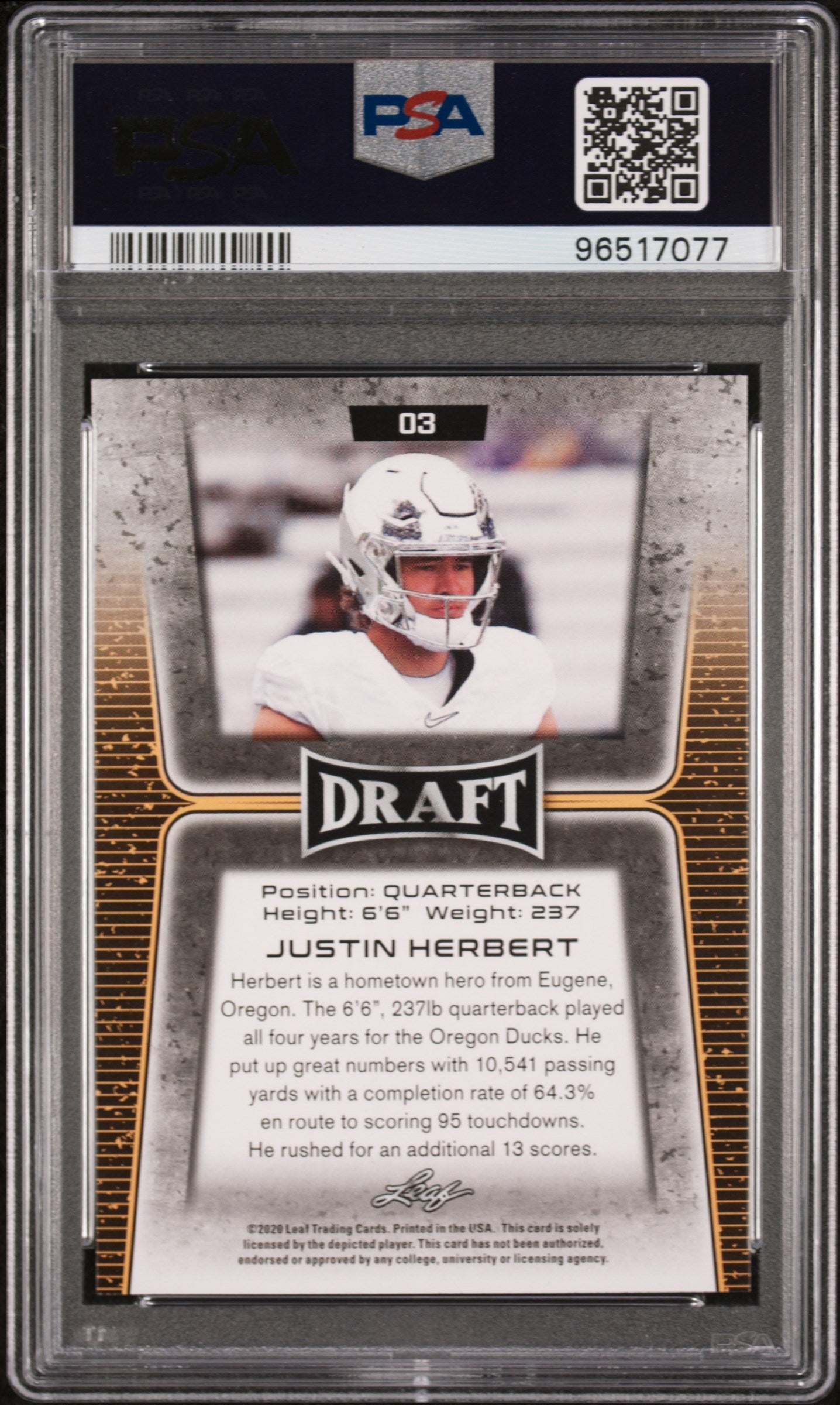justin herbert graded rookie cards Chargers Justin Herbert 2020 Panini Honors No.3 CSG Graded 9.5 23/35 A – JP  Sports main image 0