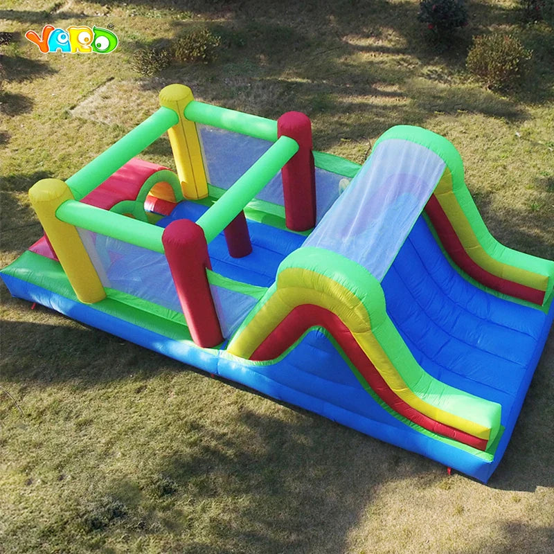 Kids Outdoor Play Castle with Trampoline & Obstacle Course