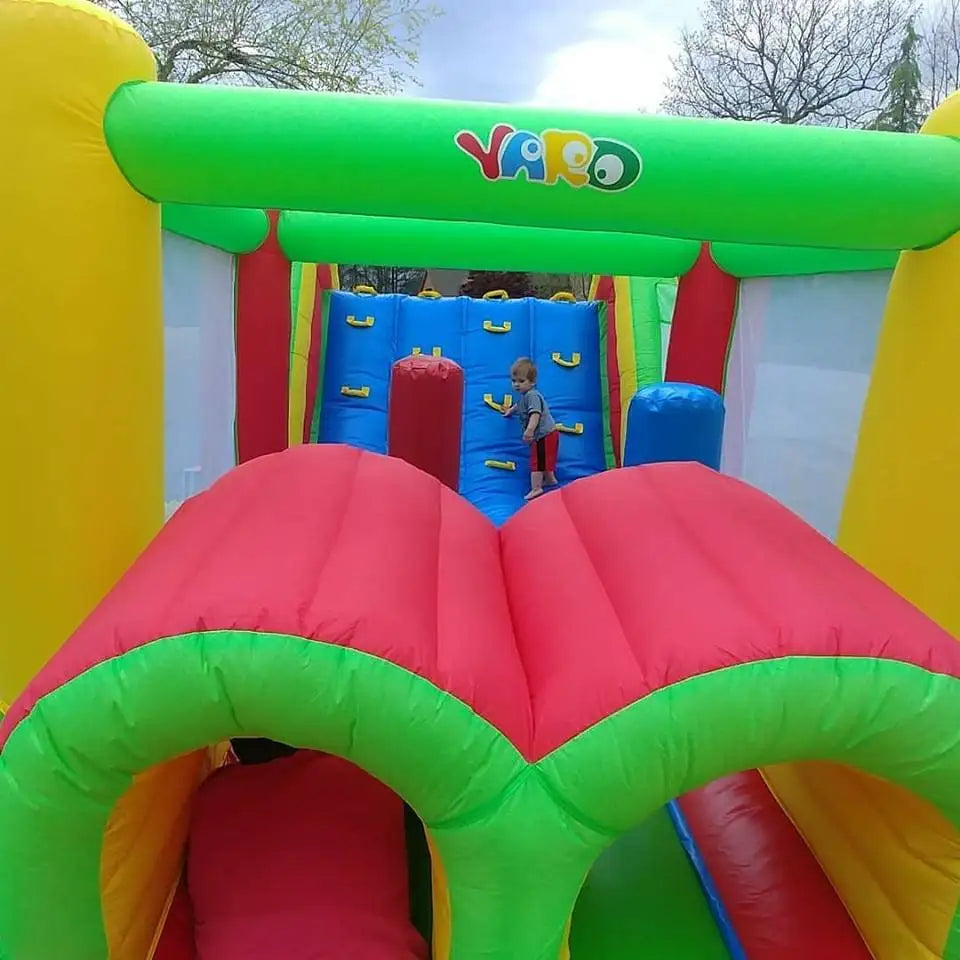 Kids Outdoor Play Castle with Trampoline & Obstacle Course