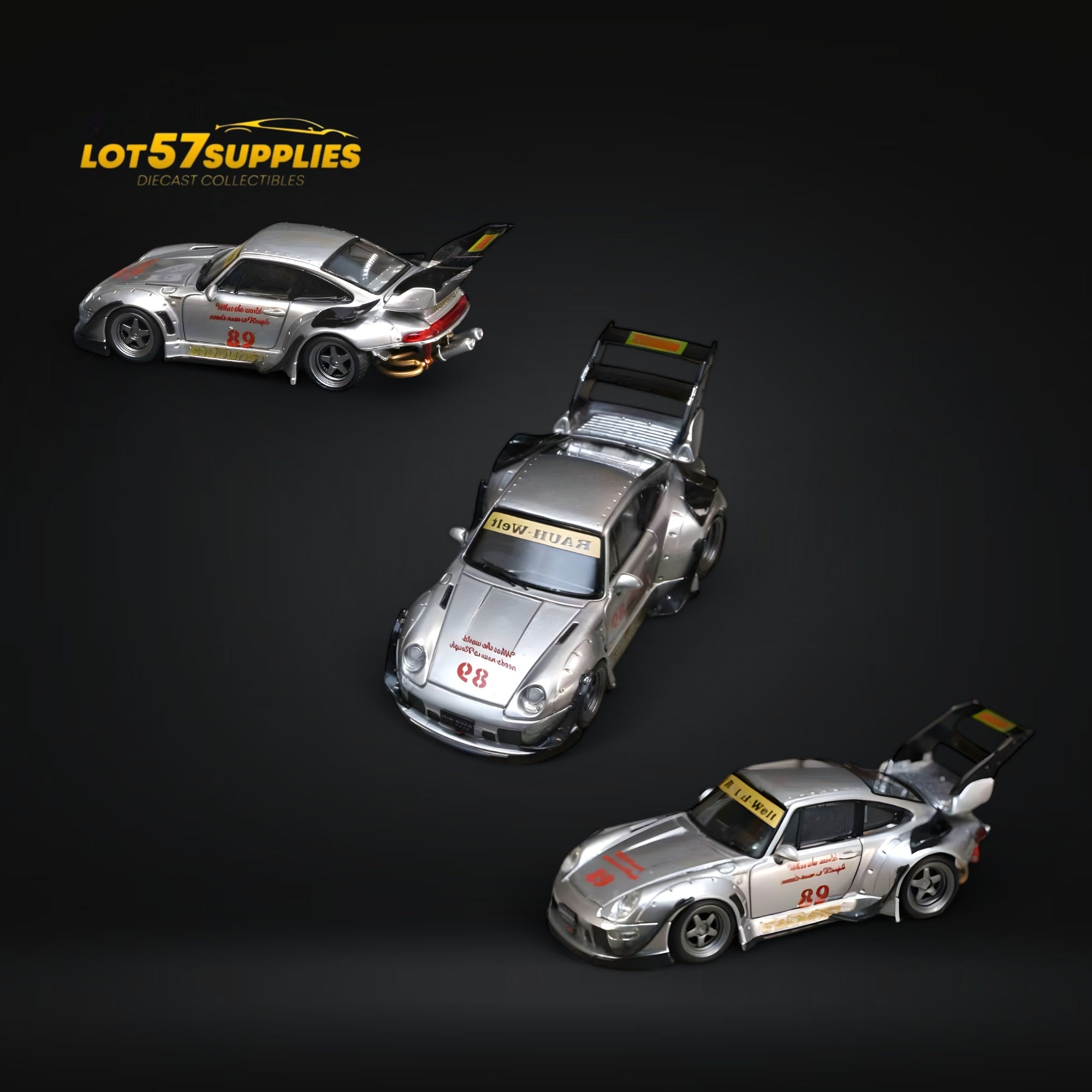 (Pre-Order) Street Weapon Porsche RWB 993 Double Exhaust Heavenly Livery Higher Tail 1:64