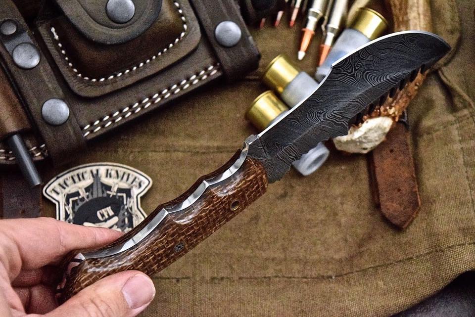 Custom Handcrafted Damascus Steel Tom Brown Tracker Knife - Ideal for Survival, Camping & Tactical Use | KBS Knives