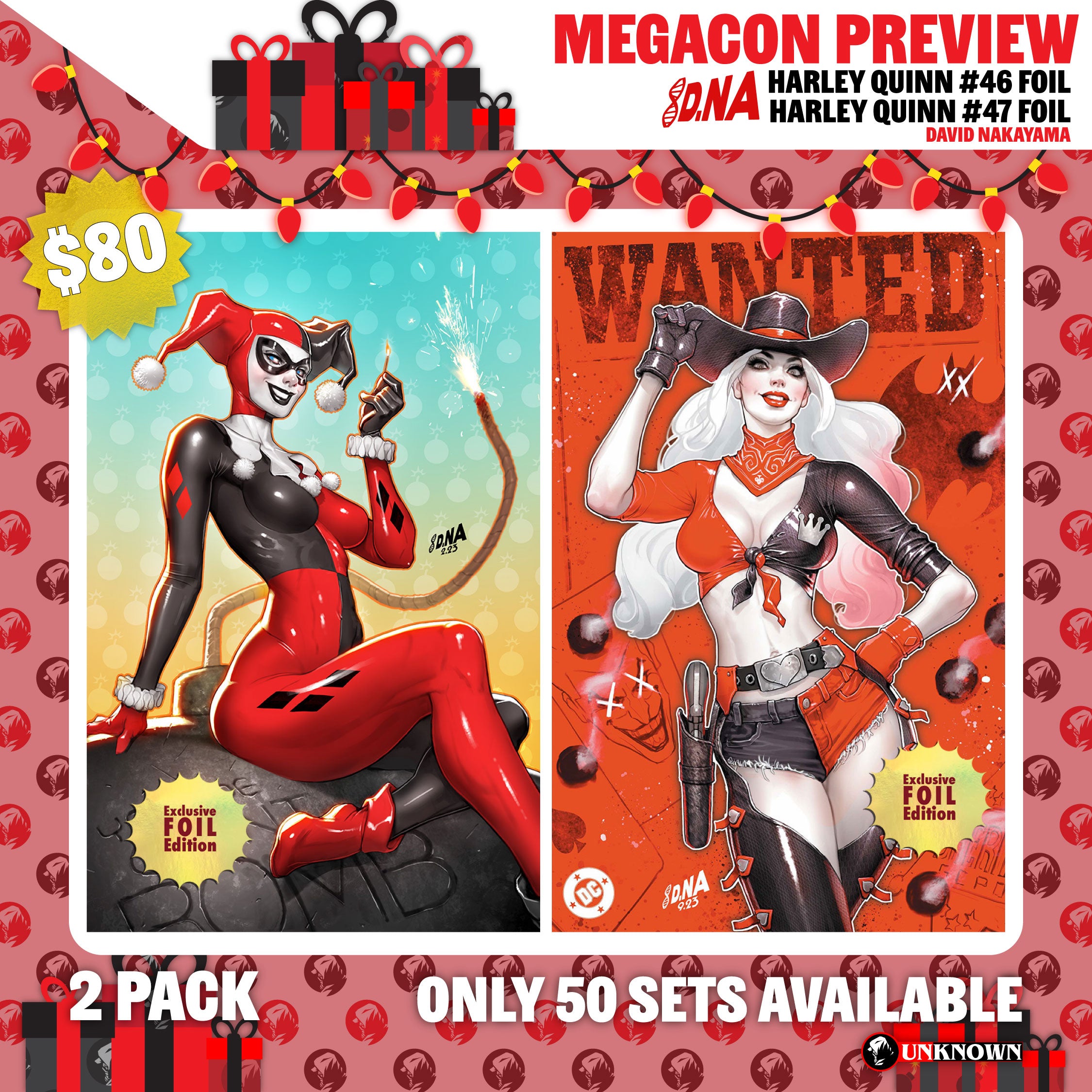 [2 PACK] [FOIL] Harley Quinn #46 | Harley Quinn #47 David Nakayama Unknown Comics Exclusive Var (02/19/2025)