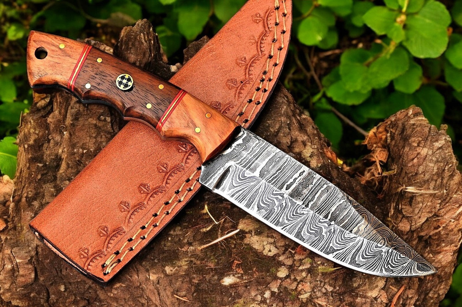 Sunset Ridge Hunter Knife Damascus Steel & Rosewood Handle