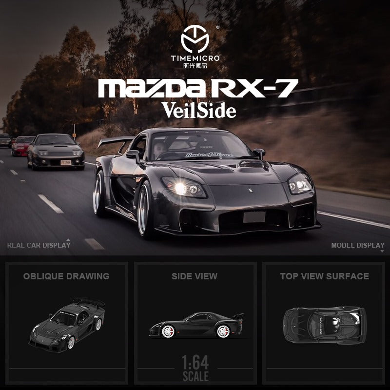 TimeMicro Mazda RX-7 VeilSide BLACK / GREEN / WHITE 1:64
