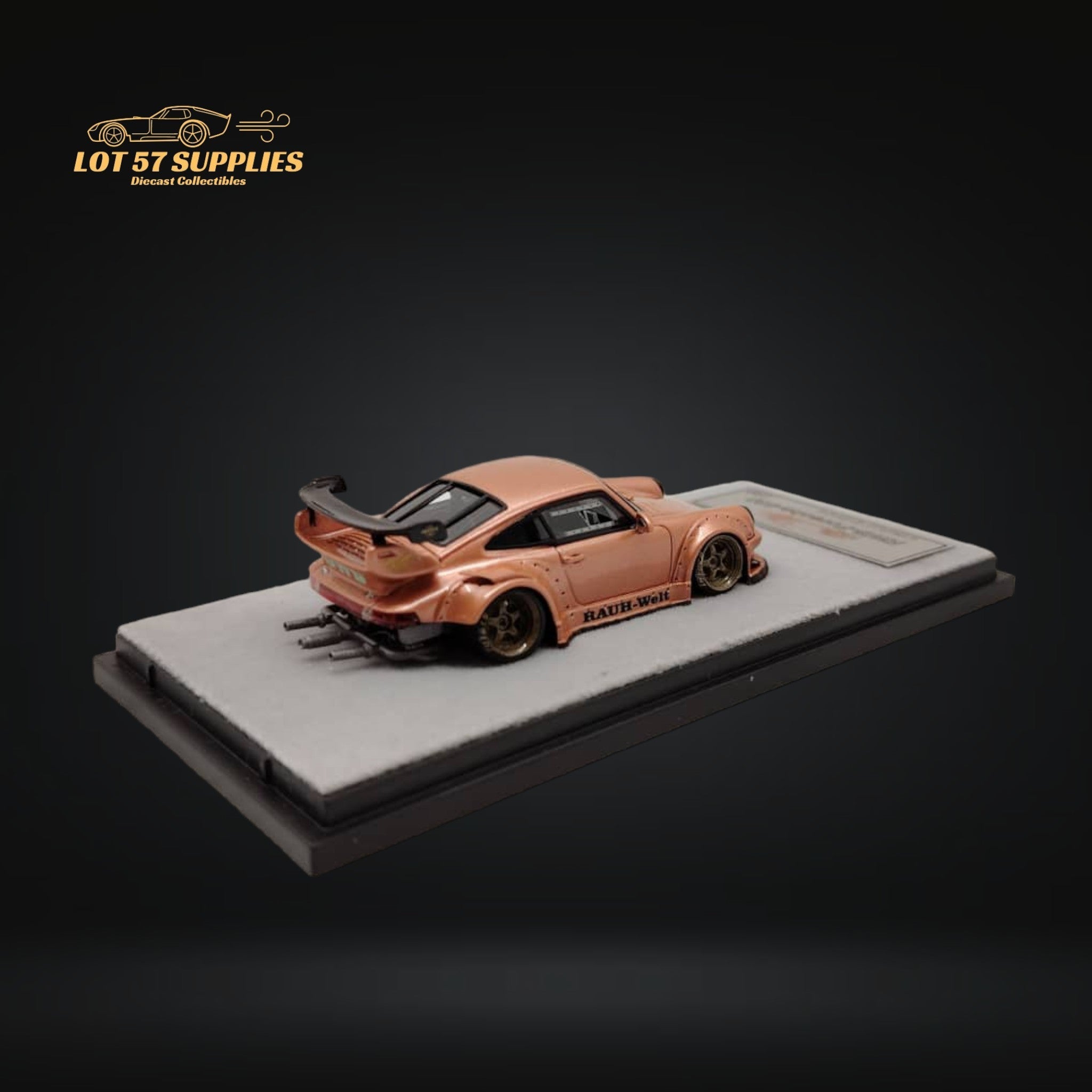 QIDIAN Porsche RWB 930 GT Wing in Champagne Gold Resin Model 1:64