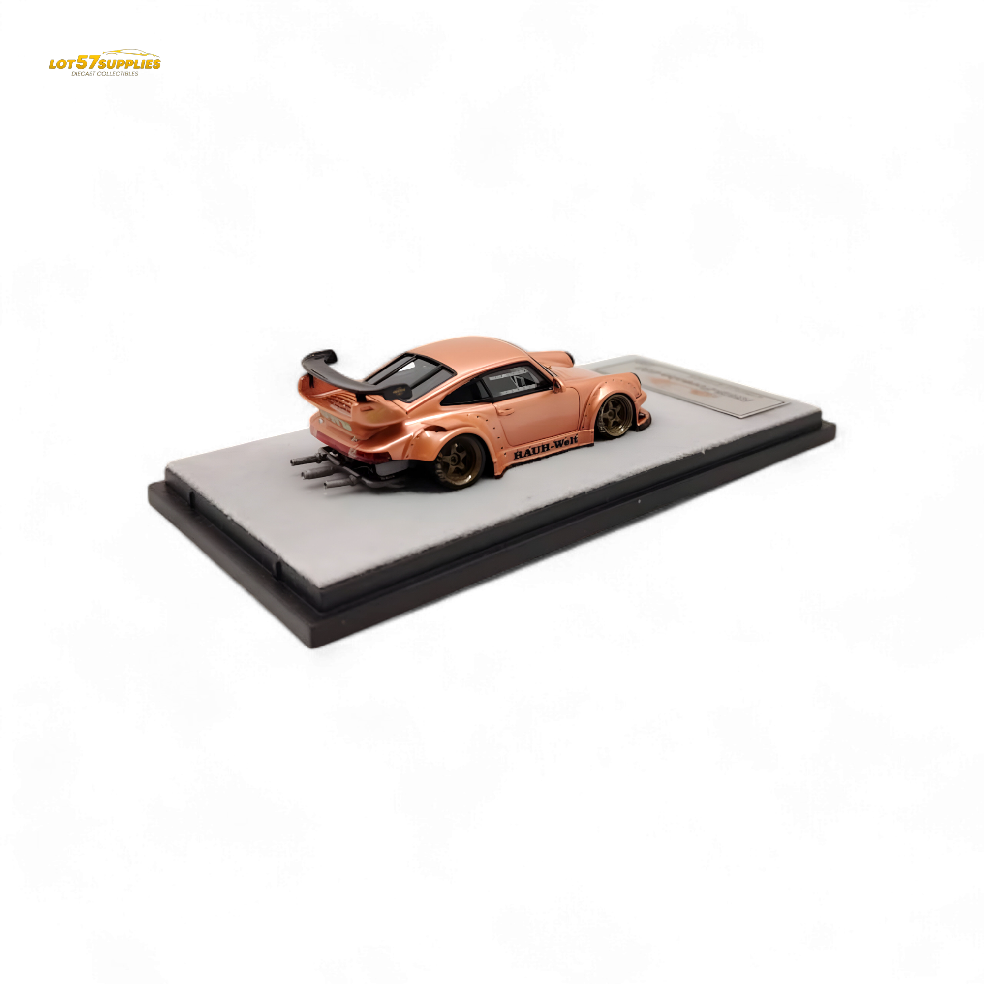 QIDIAN Porsche RWB 930 GT Wing in Champagne Gold Resin Model 1:64