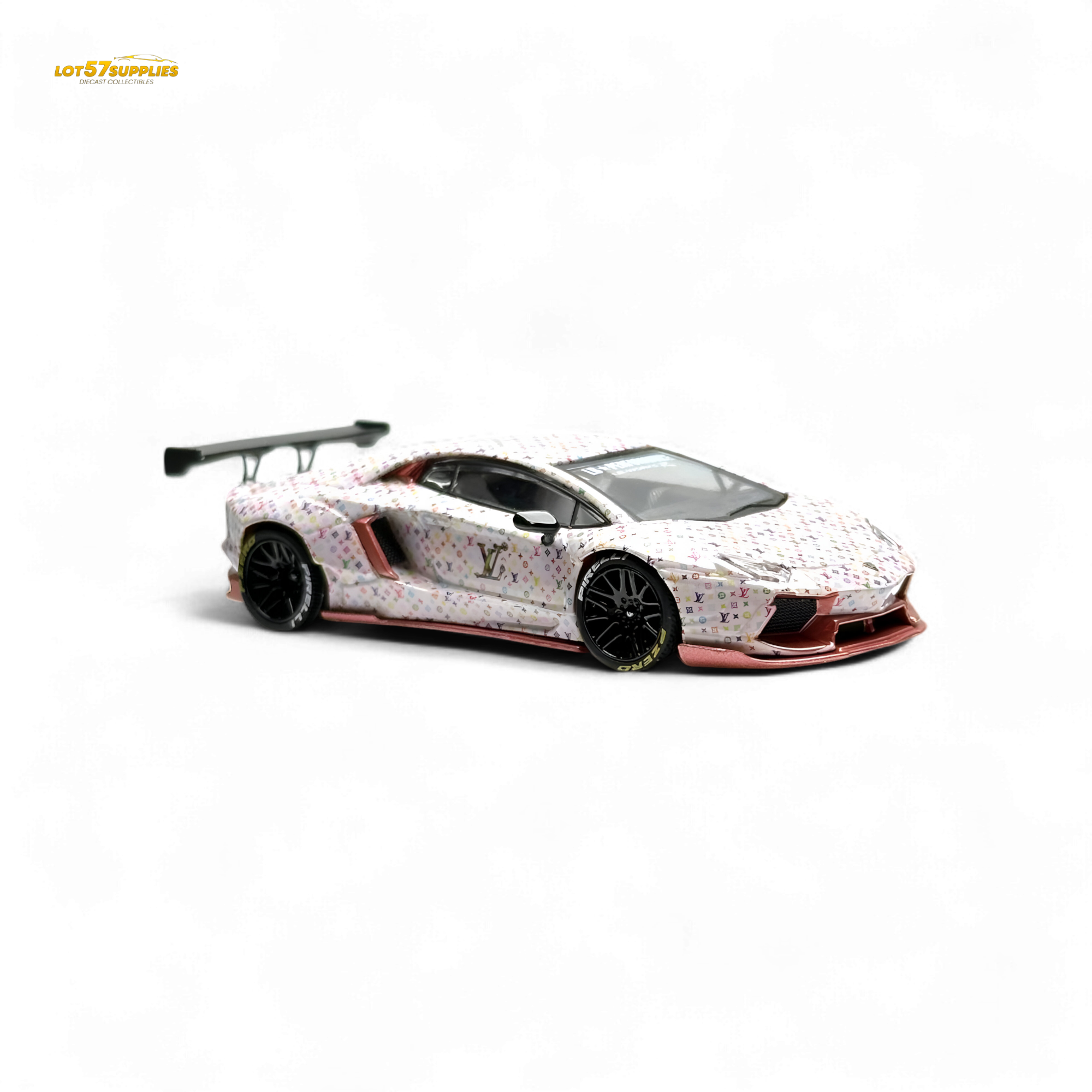 King Model Lamborghini Aventador LP700-4 LB 1.0 White LV Livery 1:64