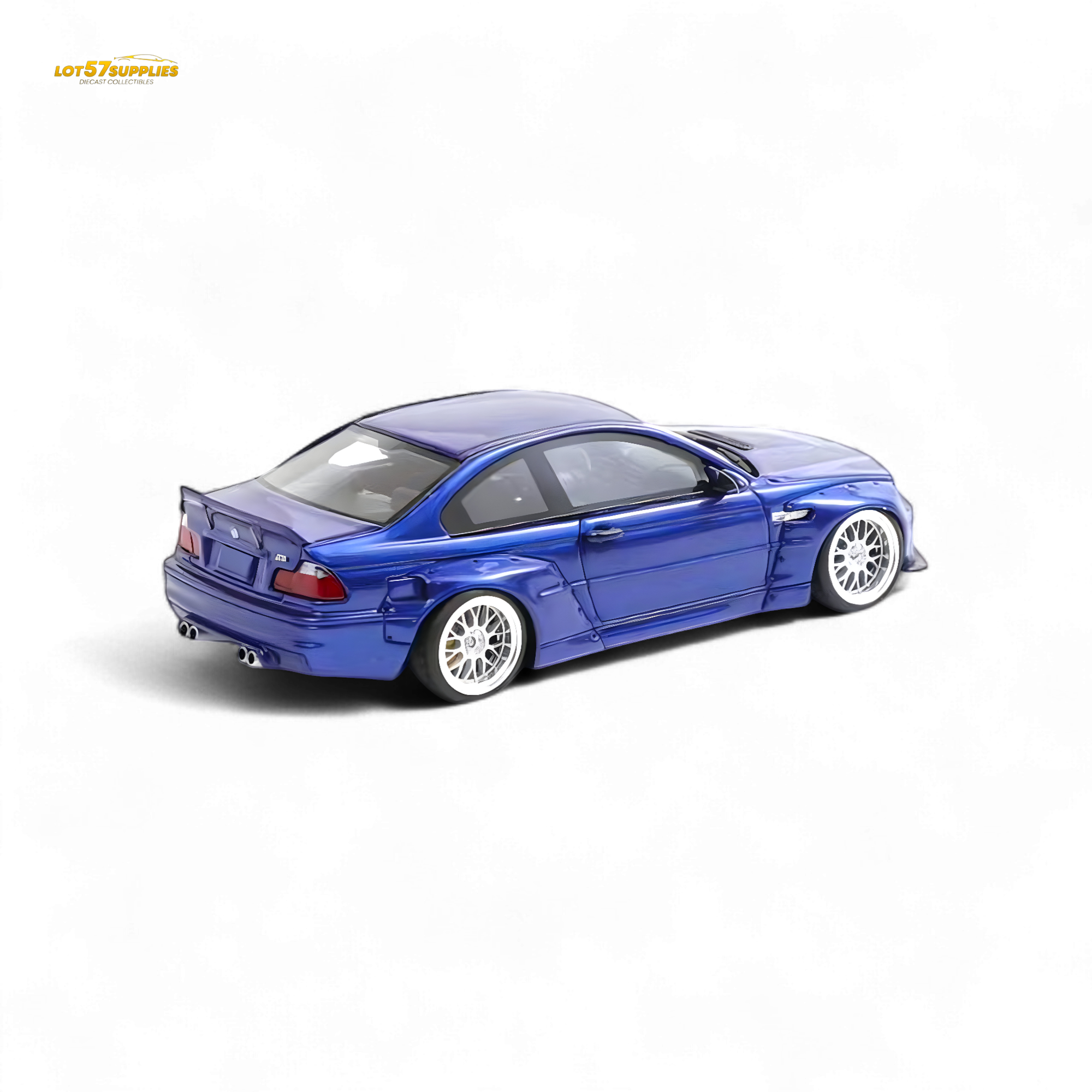 FLAME BMW M3 E46 Widebody Pandem in Metallic Blue Resin 1:64