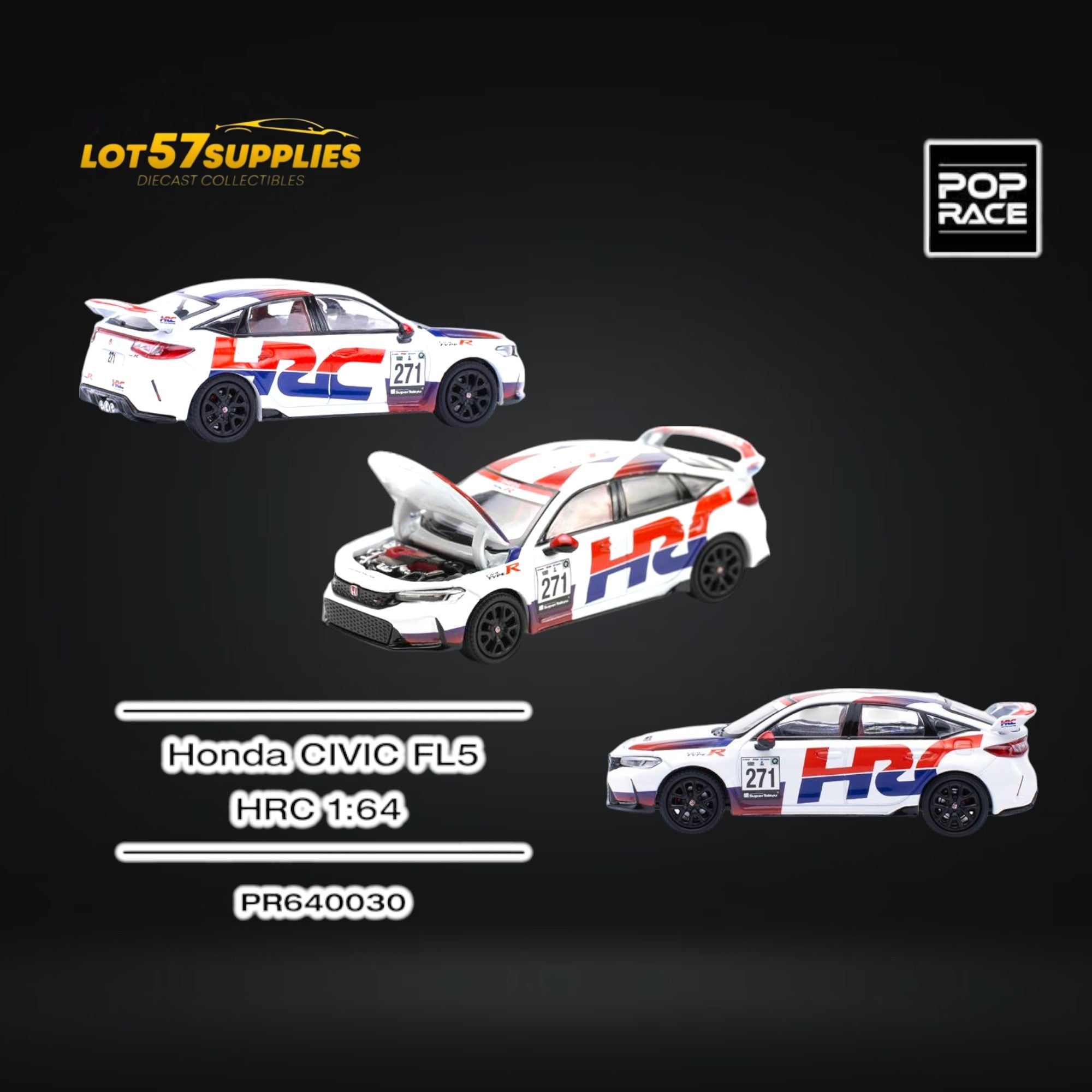 (Pre-Order) Pop Race Civic FL5 Type-R TCR HRC Livery 1:64