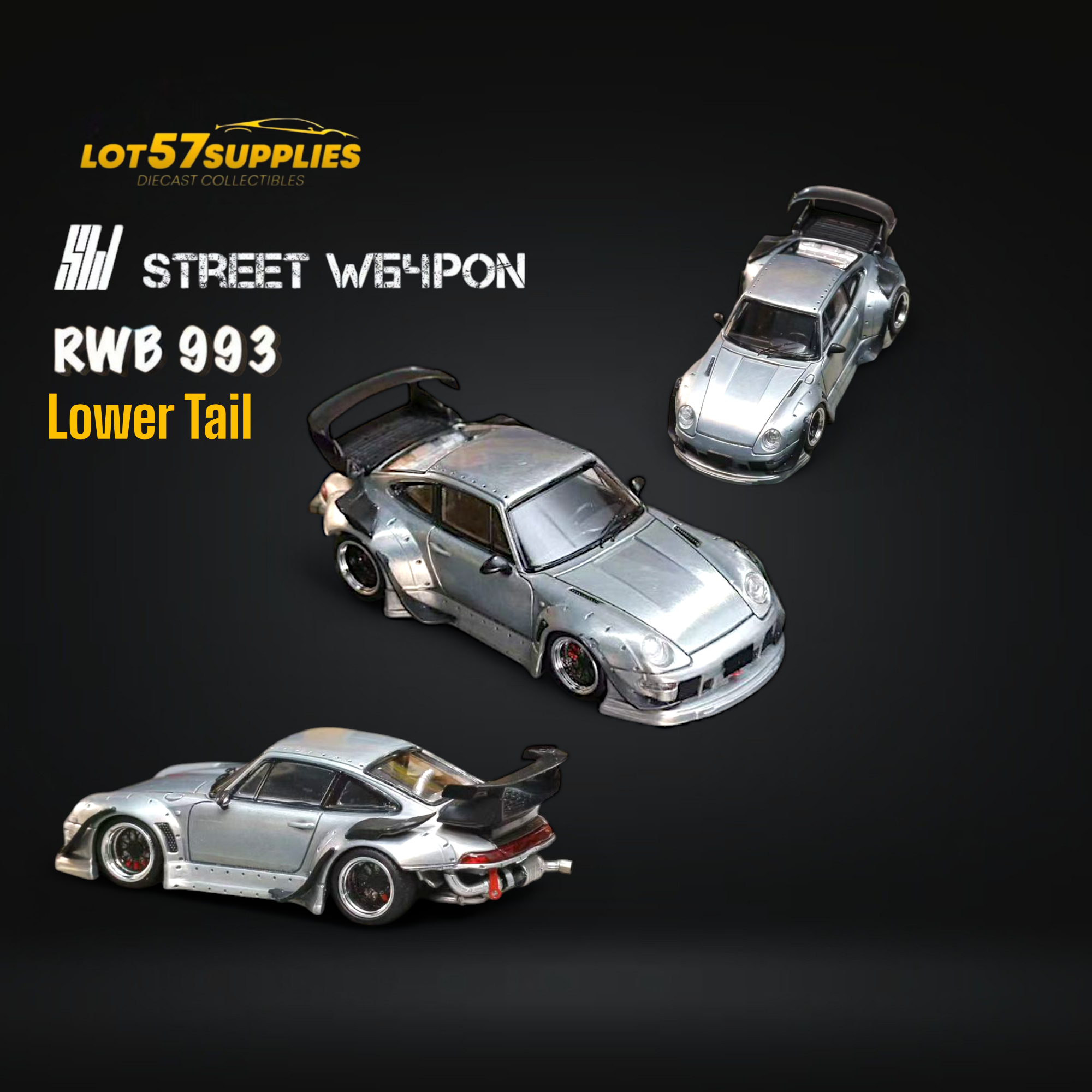 (Pre-Order) Street Weapon Porsche RWB 993 Raw Varnish Color Low Wing 1:64