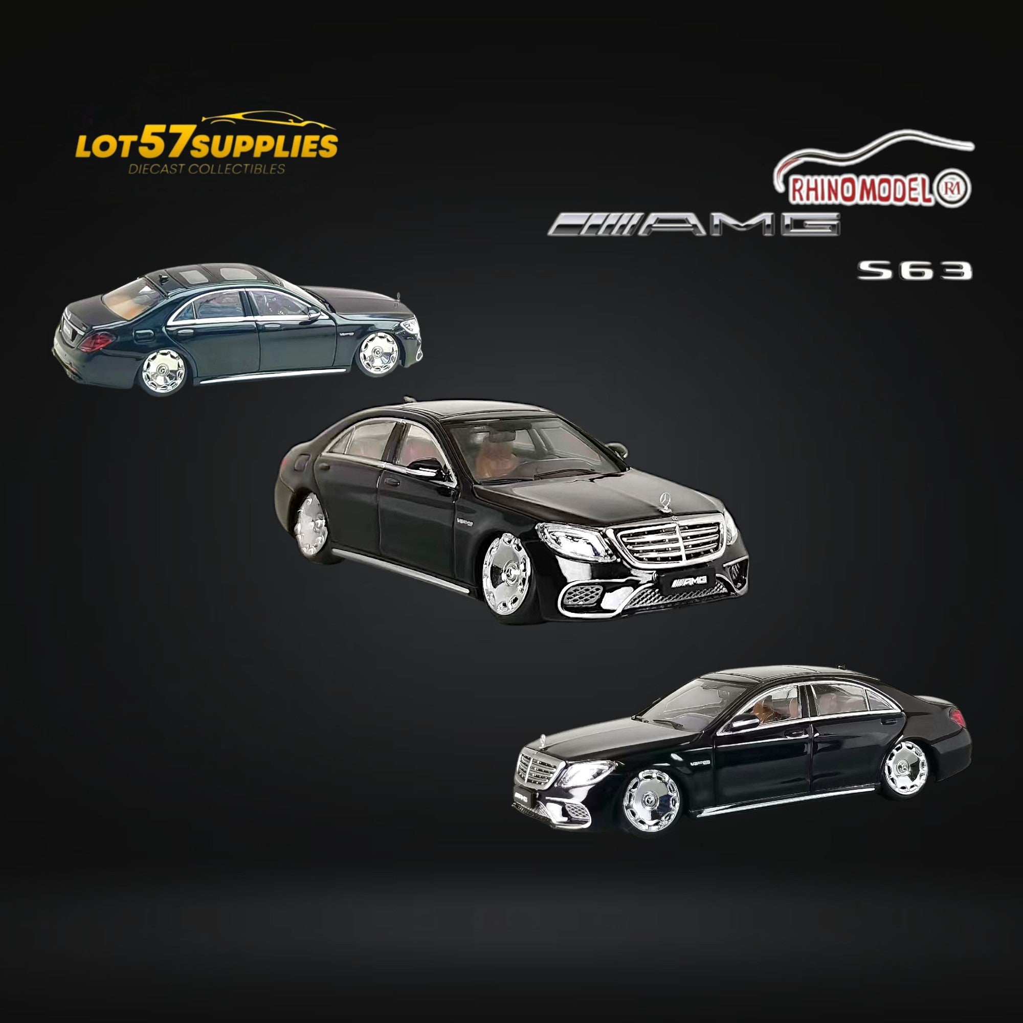 (Pre-Order) Rhino Model AMG S63 S Class 6th Gen W222 Black Bagged 1:64